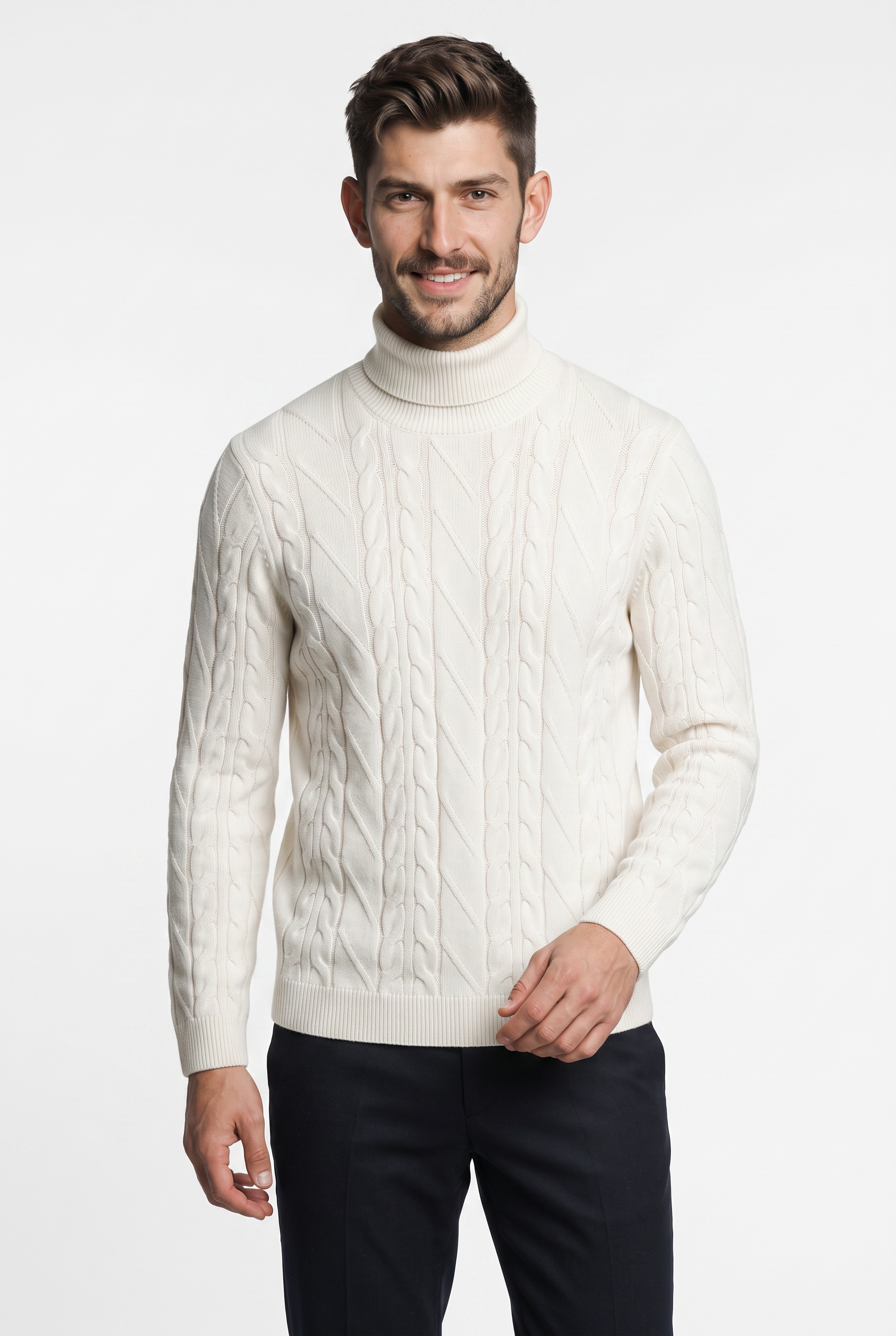 OLYMP Rollkragenpullover »Casual« regular fit, mit Wollanteil, Zopfmuster