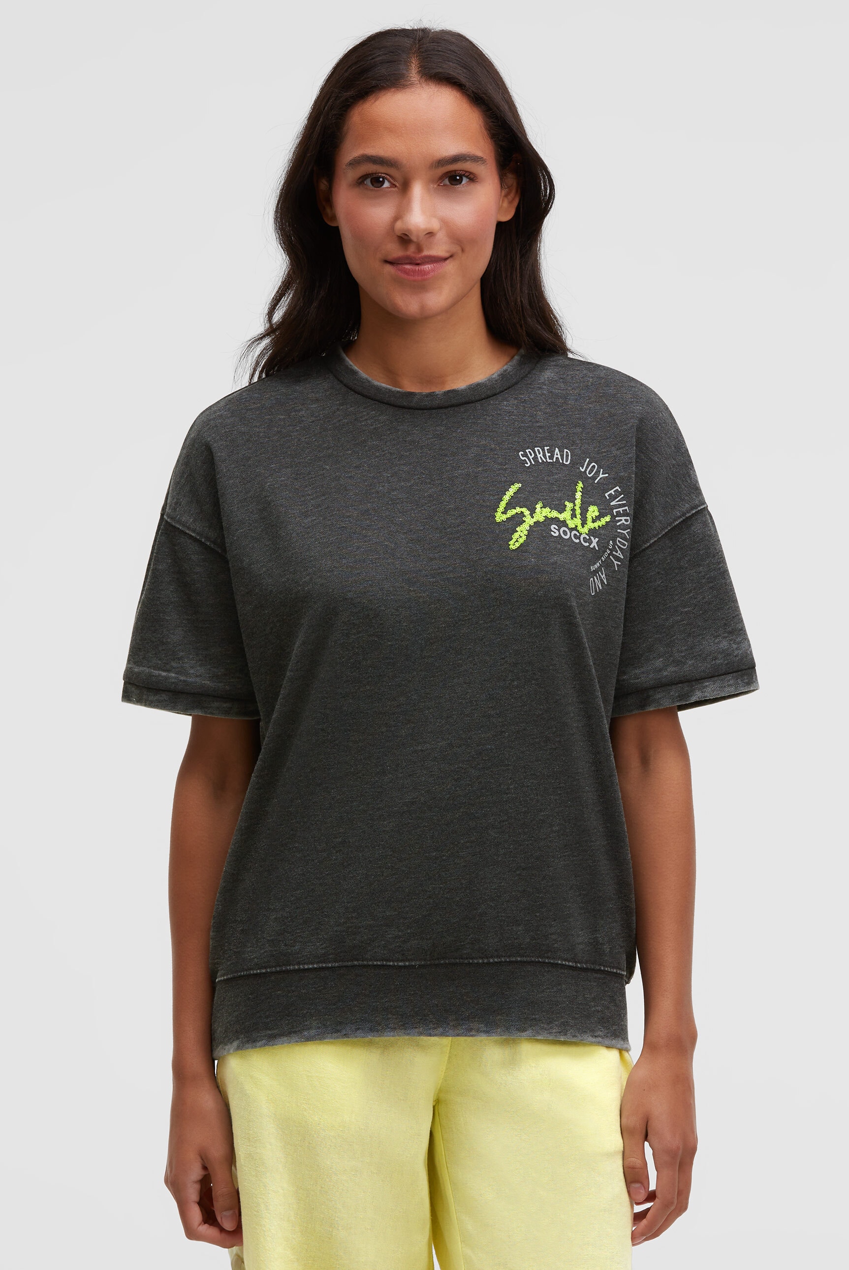 SOCCX Sweater, mit Ausbrenner-Effekten günstig online kaufen