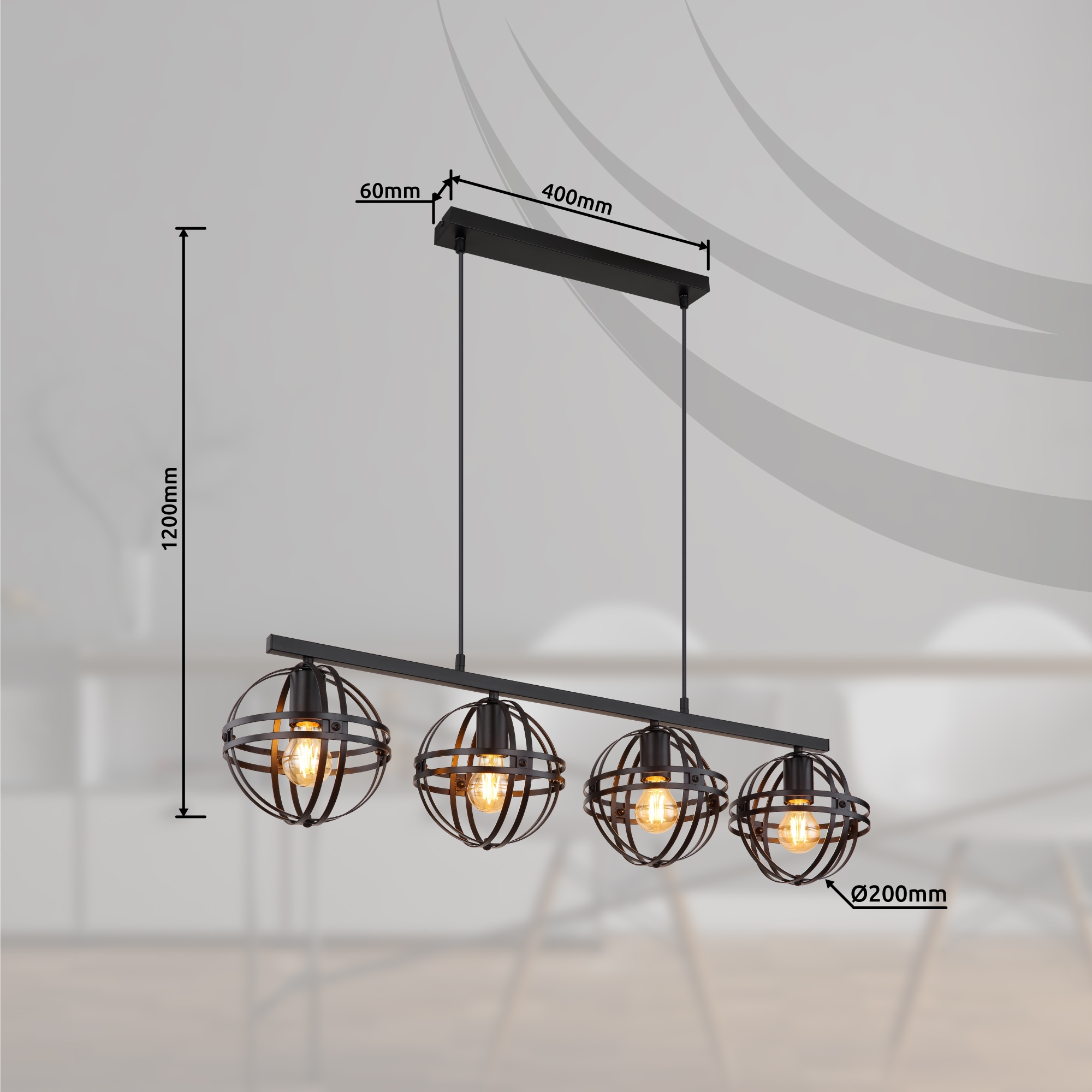 GLOBO LIGHTING Hängeleuchte »TAMARA«, Leuchtmittel E27 | ohne Leuchtmittel, Hängelampe/Pendelleuchte/Esszimmer/Wohnzimmer/Esstisch