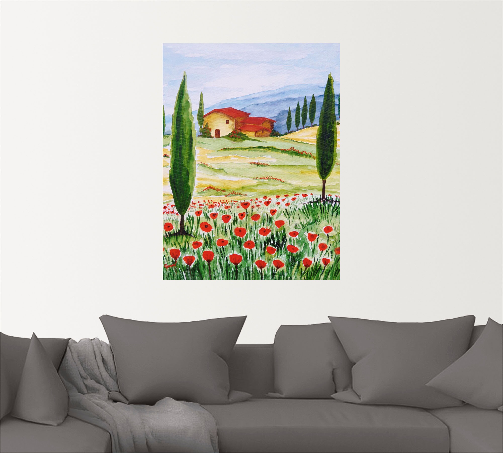 Artland Wandbild »Blühender Mohn in der Toskana«, Europa, (1 St.), als Leinwandbild, Wandaufkleber oder Poster in versch. Größen