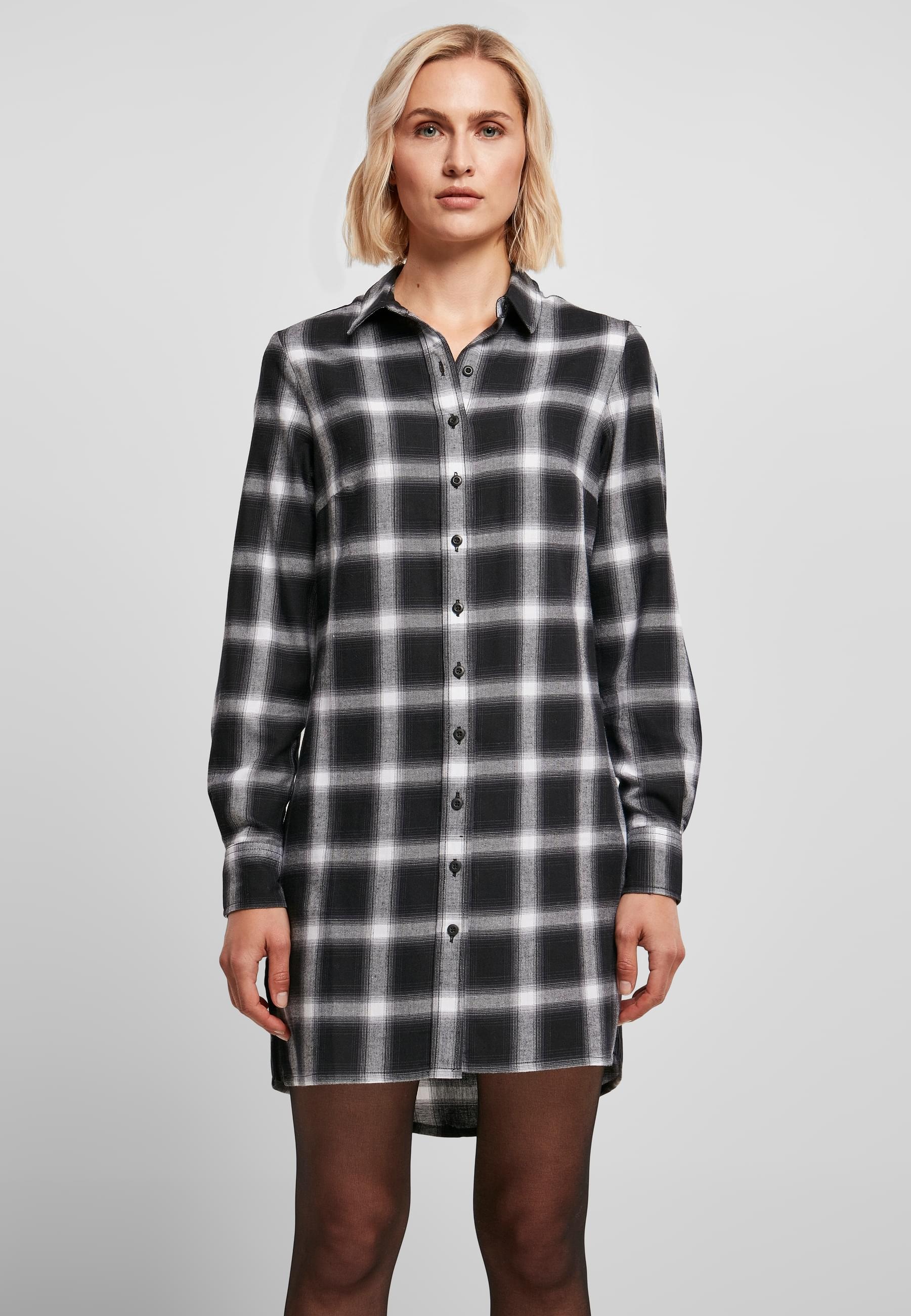 URBAN CLASSICS Shirtkleid »Urban Classics Damen Ladies Cotton Check Shirt Dress« 1 Stk. tlg.