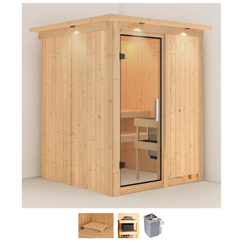 Karibu Sauna »Norma«, (Set), 9 KW-Ofen mit integrierter Steuerung