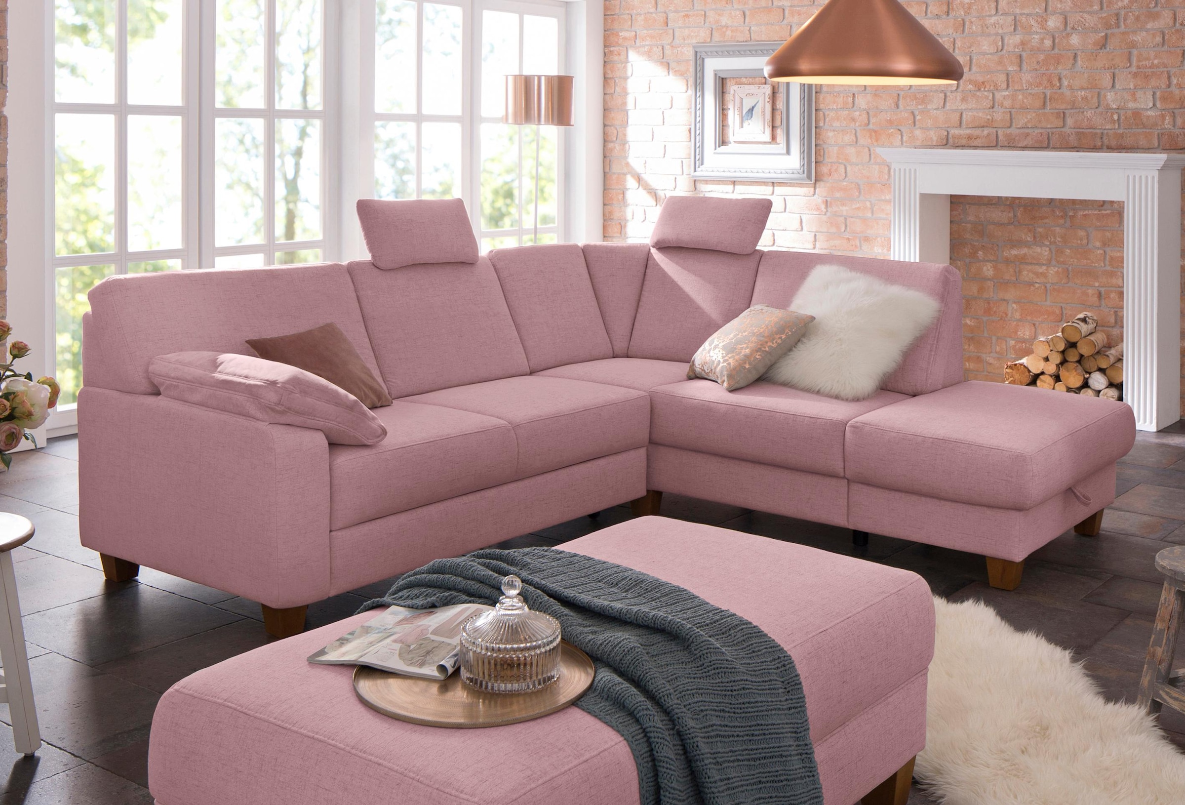 Home affaire Ecksofa »Belfort L-Form«, mit Federkern, wahlweise mit Bettfunktion und Stauraum