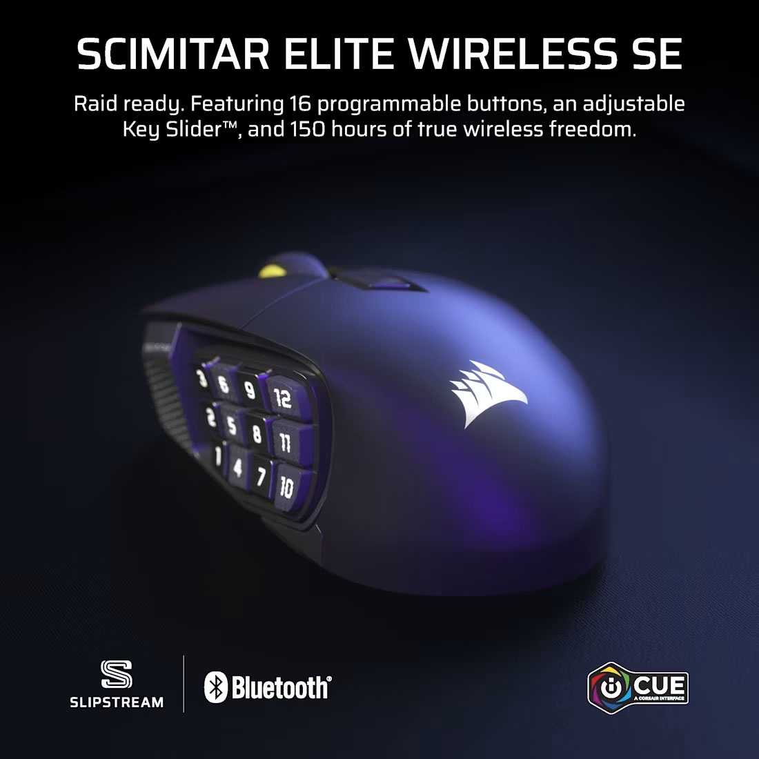 Corsair Gaming-Maus »Scimitar Elite Wireless SE MMO« RF kabellos + Bluetooth | USB