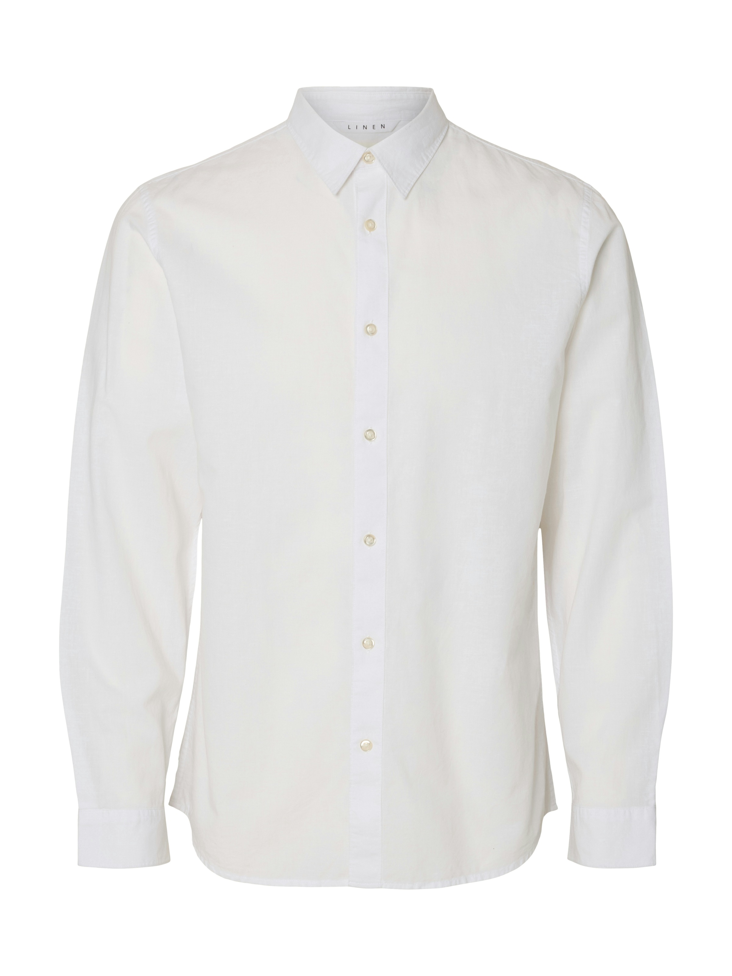 Langarmhemd SELECTED "SLHSLIMSUN LS SHIRT CLASSIC D", Herren, Gr. XXL, N-Gr, hellweiß, Web, Obermaterial: 71% Baumwolle, 29% Leinen, unifarben, slim fit normal, 1-Knopf-Manschette, Hemden