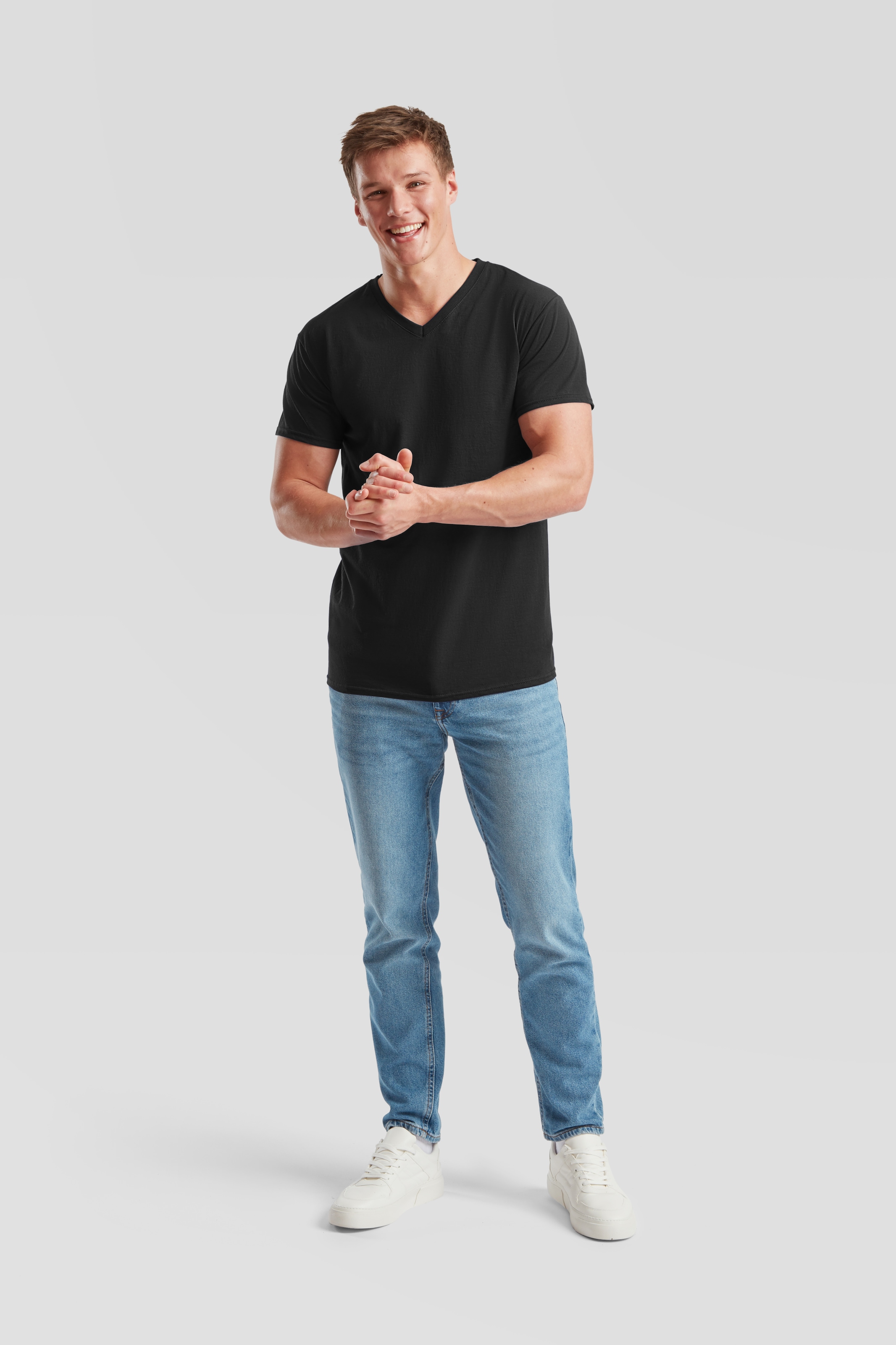 Fruit of the Loom T-Shirt, 6 Stk. aus Baumwolle, V-Ausschnitt, 6-teilig
