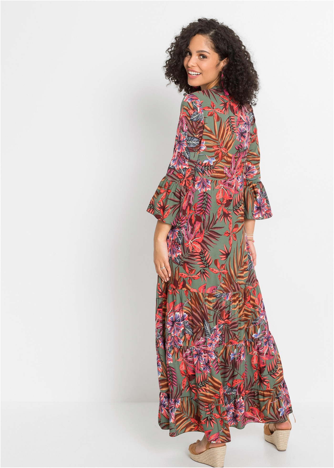 bonprix Maxikleid für Frühling und Sommer, aus Viskose, A-Linien-Passform