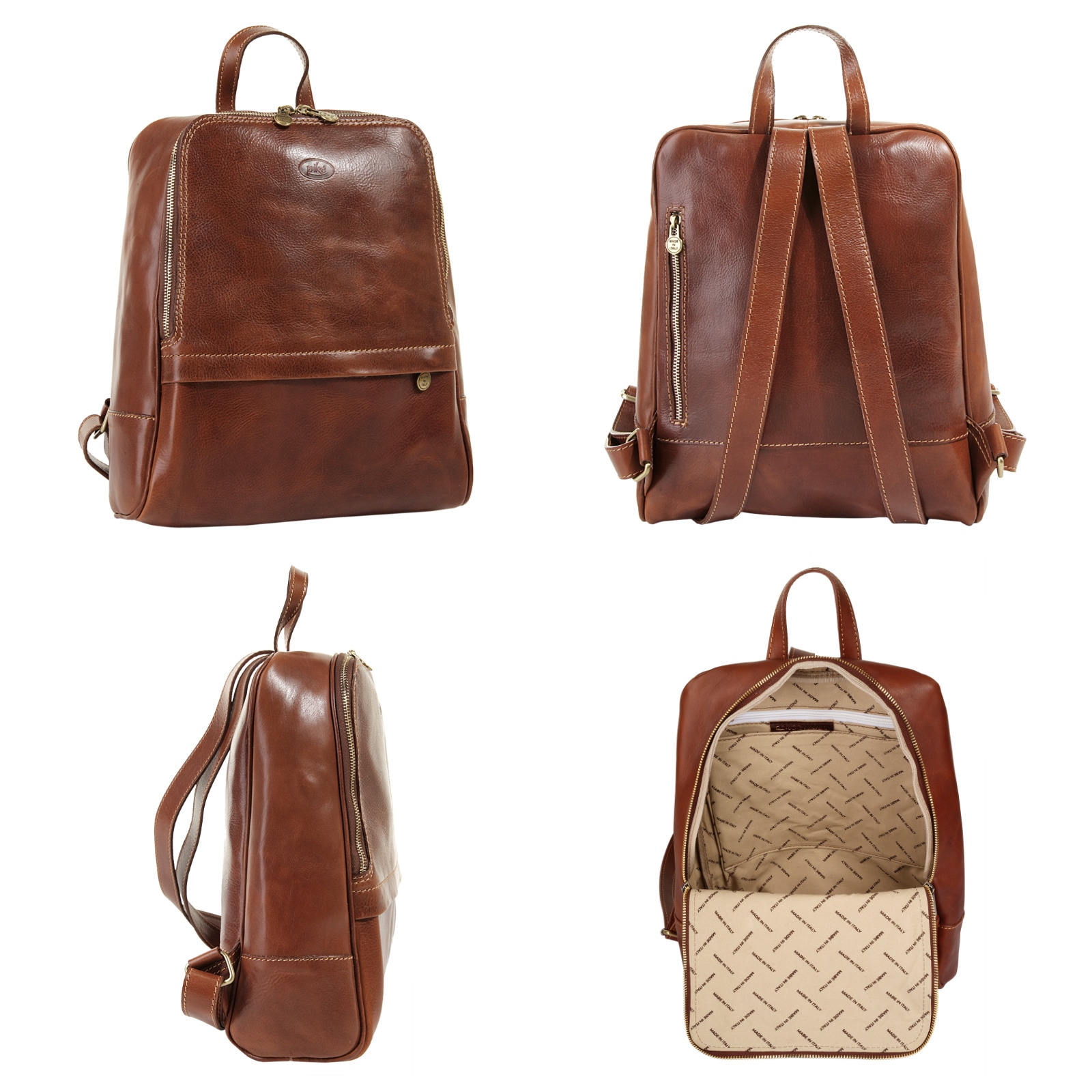 Piké Cityrucksack, echt Leder, Made in Italy