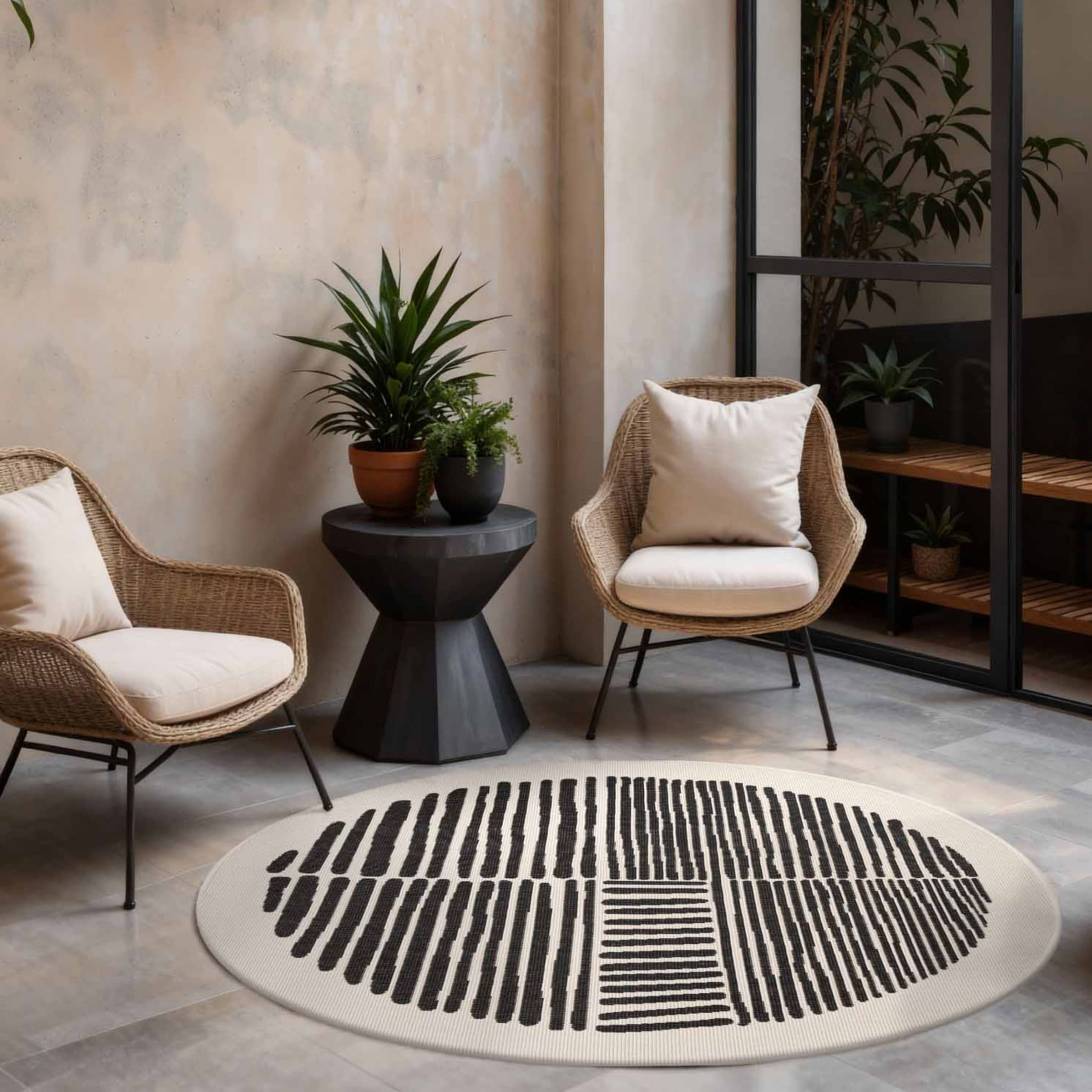 Ted Baker Teppich »Bounds« rund 8 mm Höhe Designteppich, Wetterfest, Pflegeleicht, Modern, Wohnzimmer, Terrasse