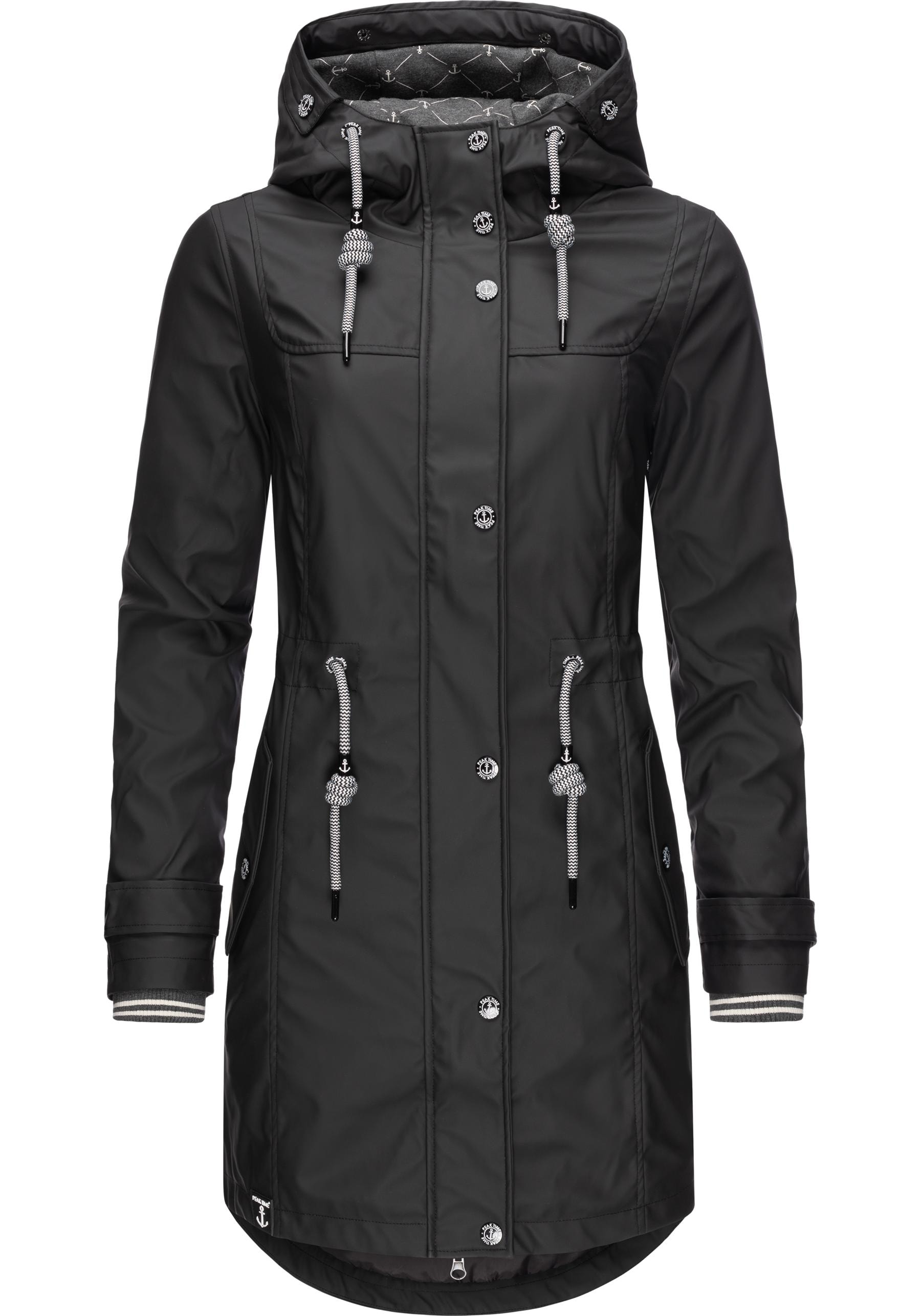 PEAK TIME Regenjacke »L60042«, mit Kapuze, stylisch taillierter Regenmantel für Damen
