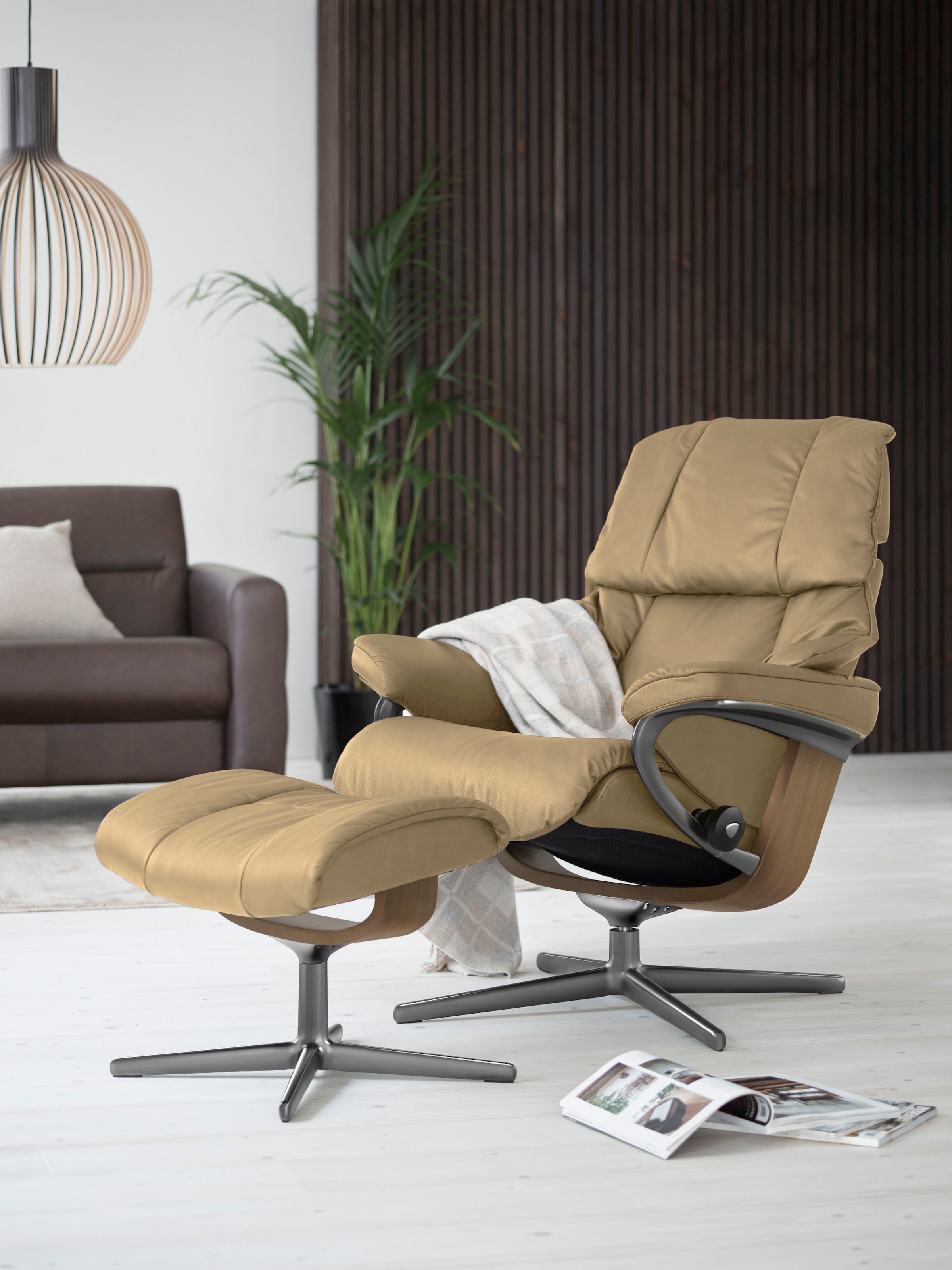 Stressless Fußhocker "Reno", mit Cross Base, Größe S, M & L, Holzakzent Eiche