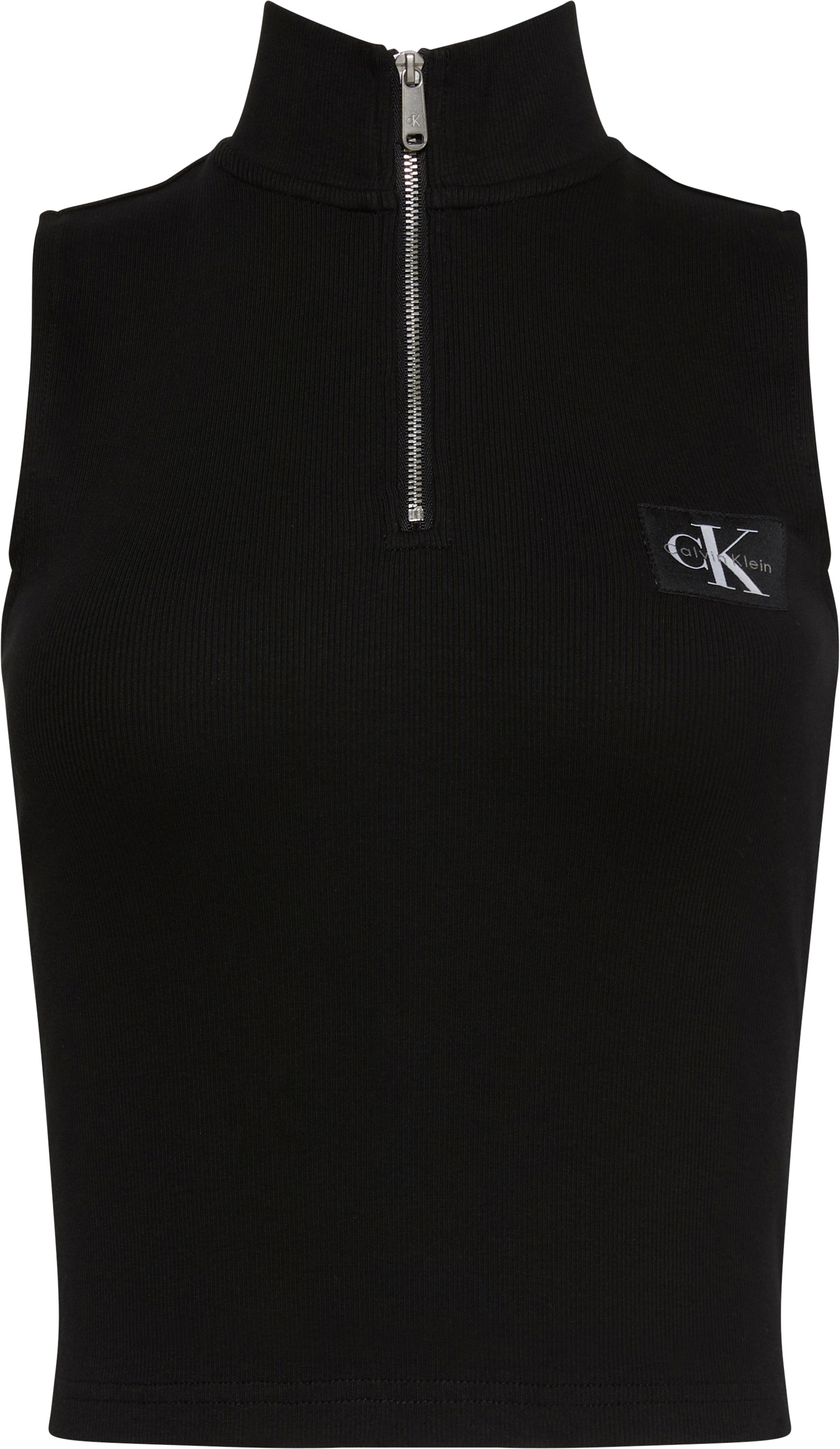 Calvin Klein Jeans Tanktop »A- WOVEN LABEL SL QZ TOP«, Mit Rundhalsausschnitt
