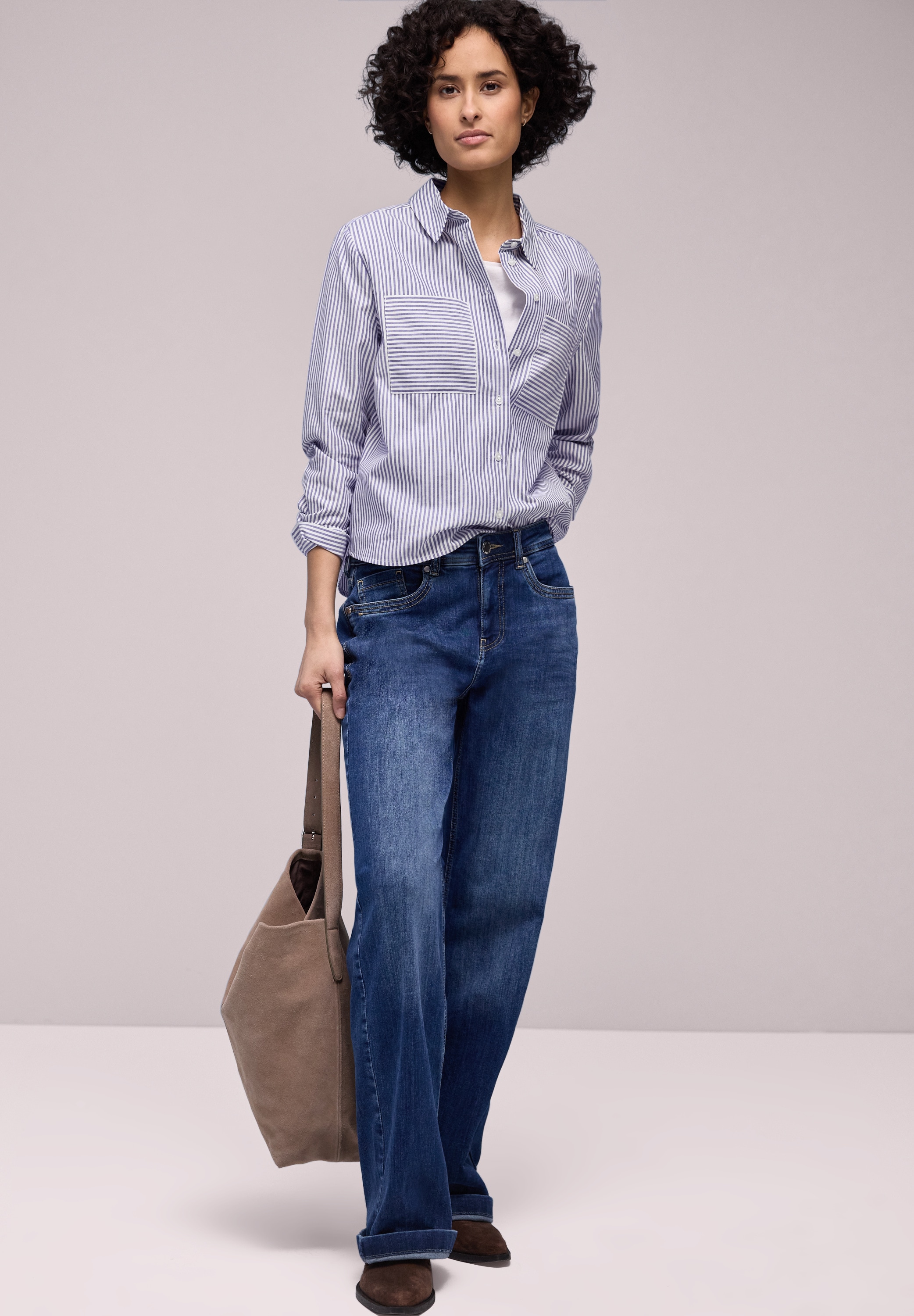 STREET ONE Langarmbluse aus reiner Baumwolle