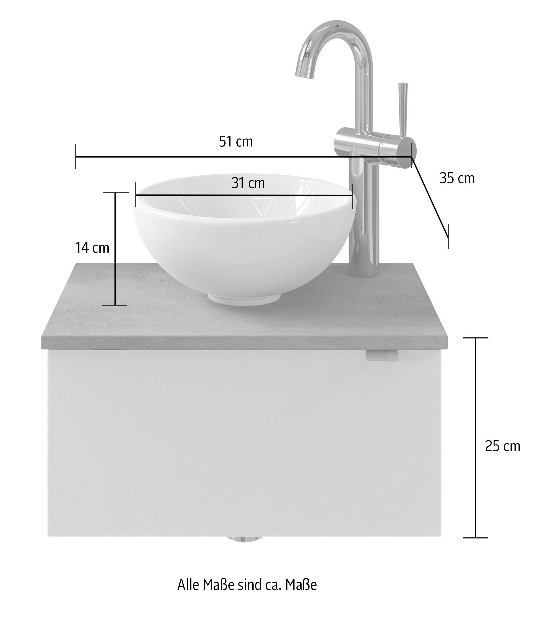 Saphir Badmöbel-Set »Serie 6915«, (4 St.), Gäste-Bad, 51 cm breit, mit LED-Spiegel und 1 Tür