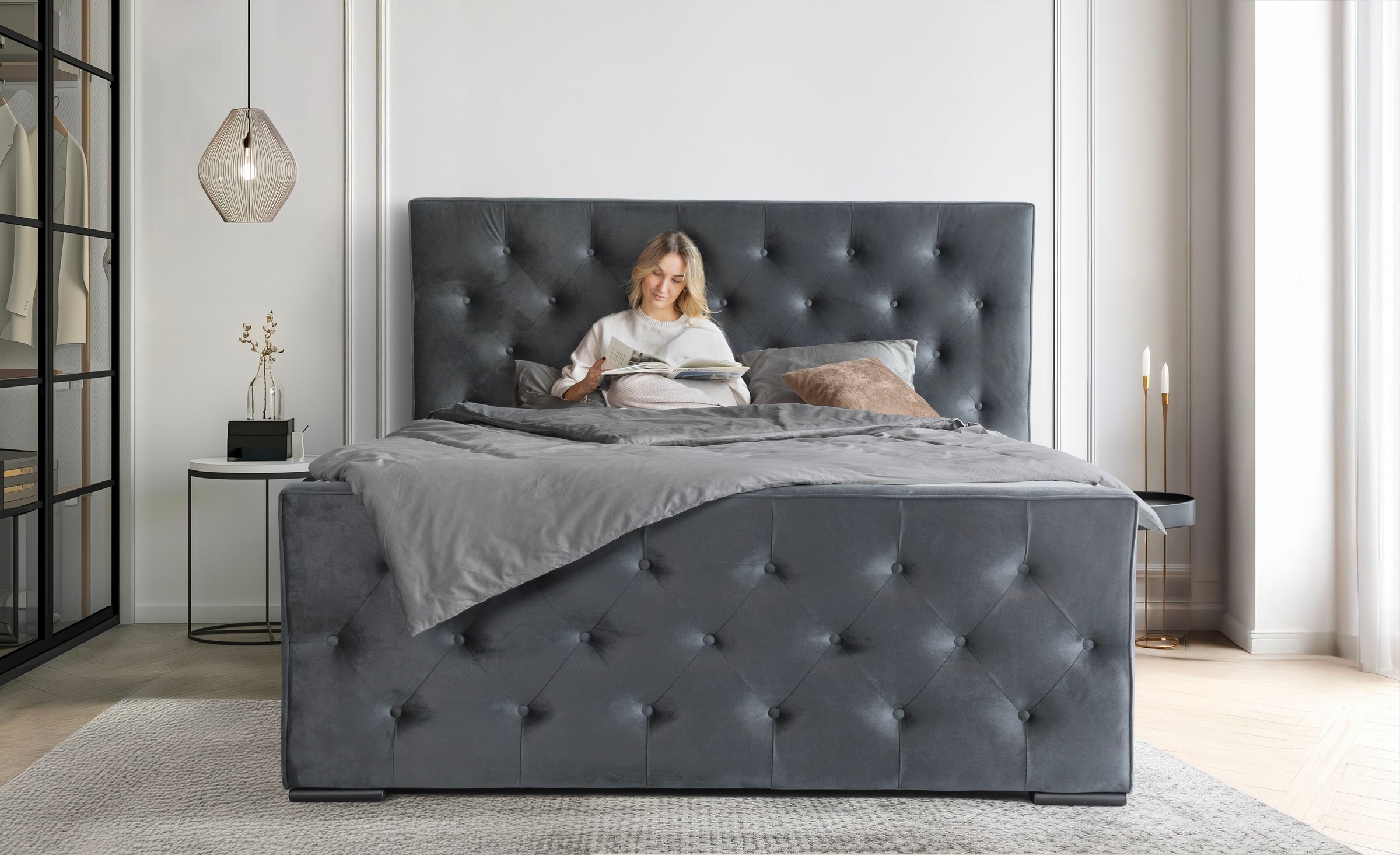COLLECTION AB Boxspringbett »Florence erhältlich in der Breite 180cm«, inkl. Bettkasten und King-Matratzen (28cm) in H3