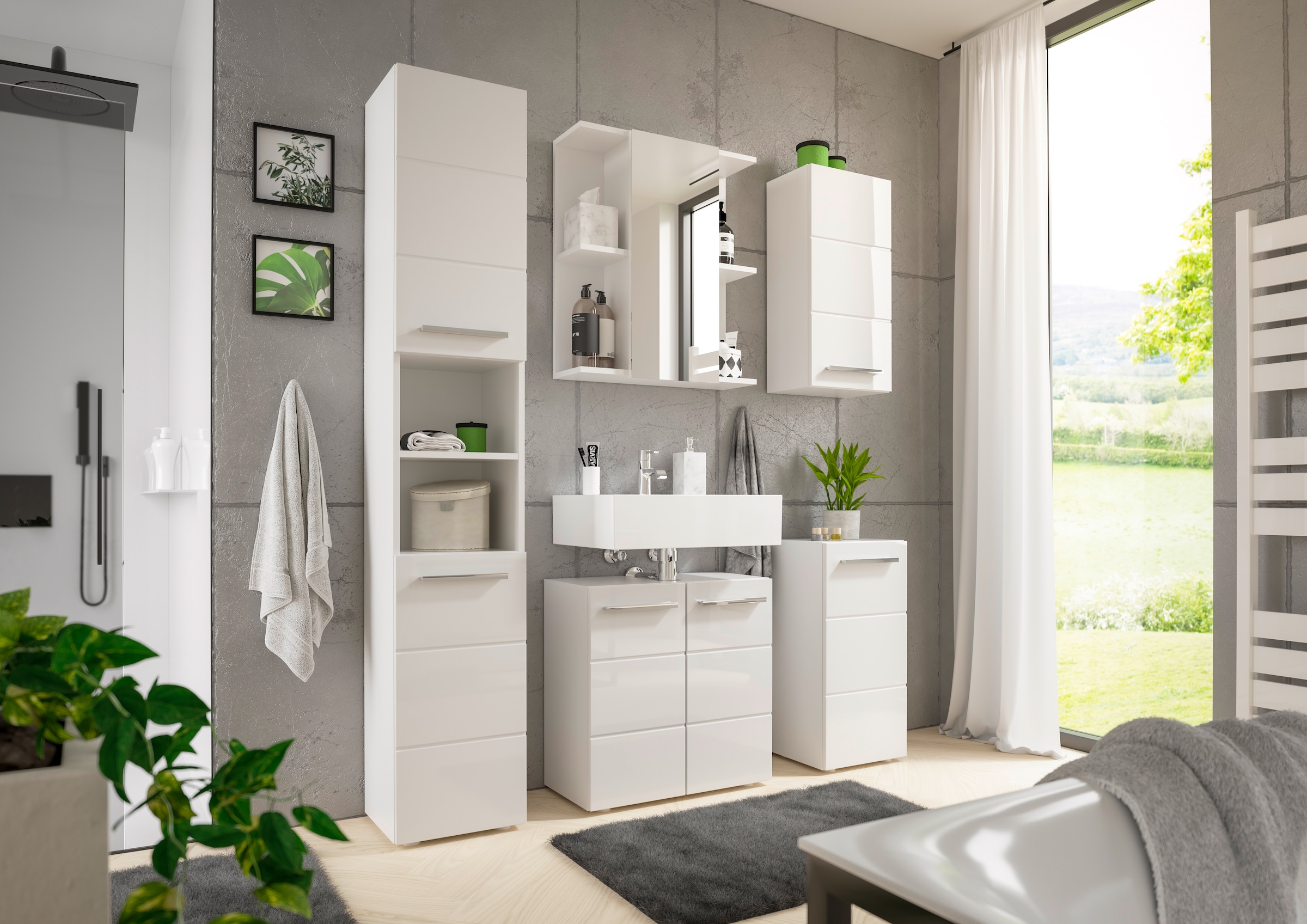 BASIC by Balculina Waschbeckenunterschrank »Mandi« 1 Stk. tlg. Breite 60cm, hochglanz Front