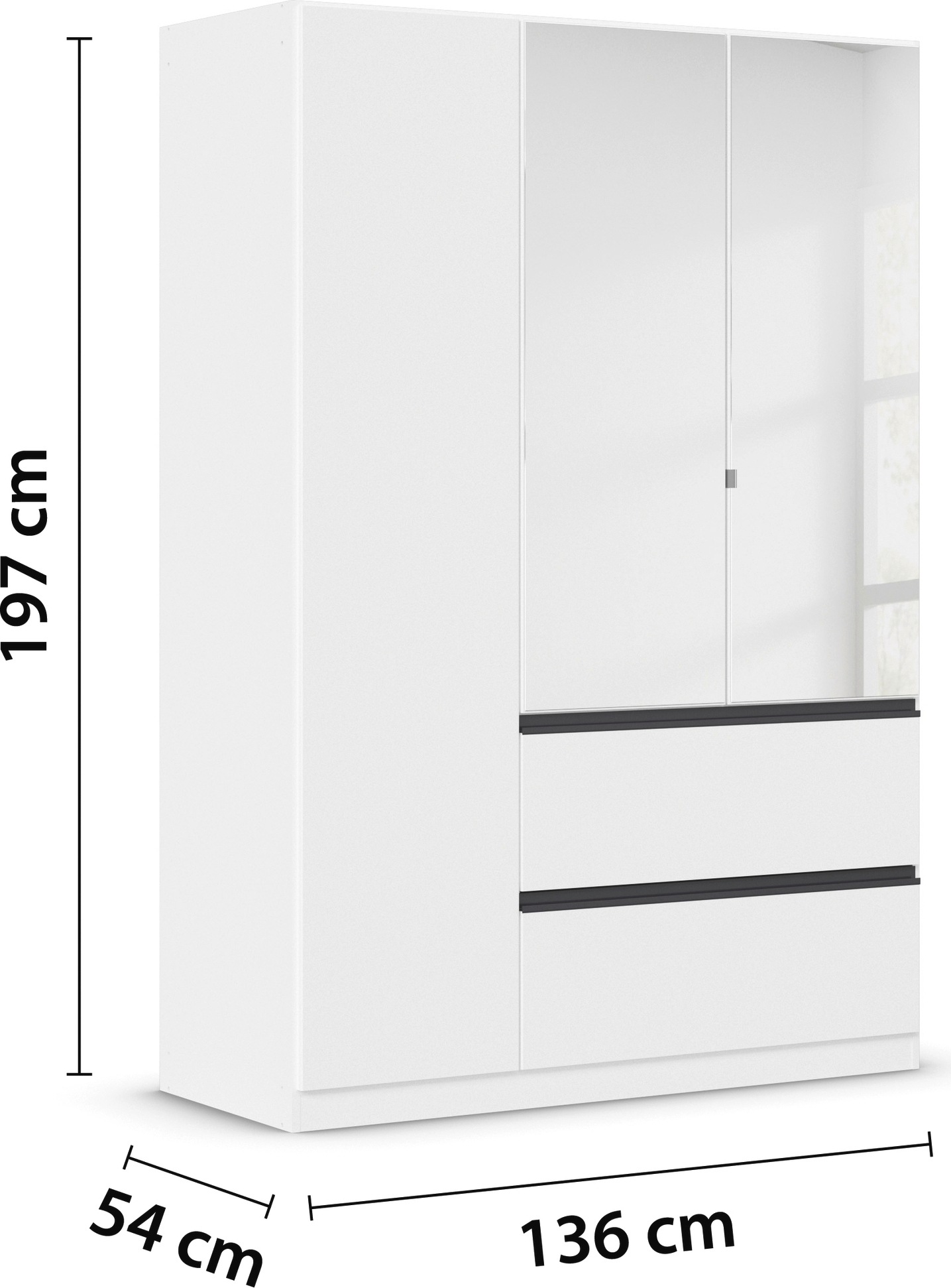 rauch Drehtürenschrank »Kleiderschrank Schrank Garderobe Wäscheschrank COSTA in 3 Breiten«, mit Spiegel, grifflose Front und Push-to-Open Funktion MADE IN GERMANY
