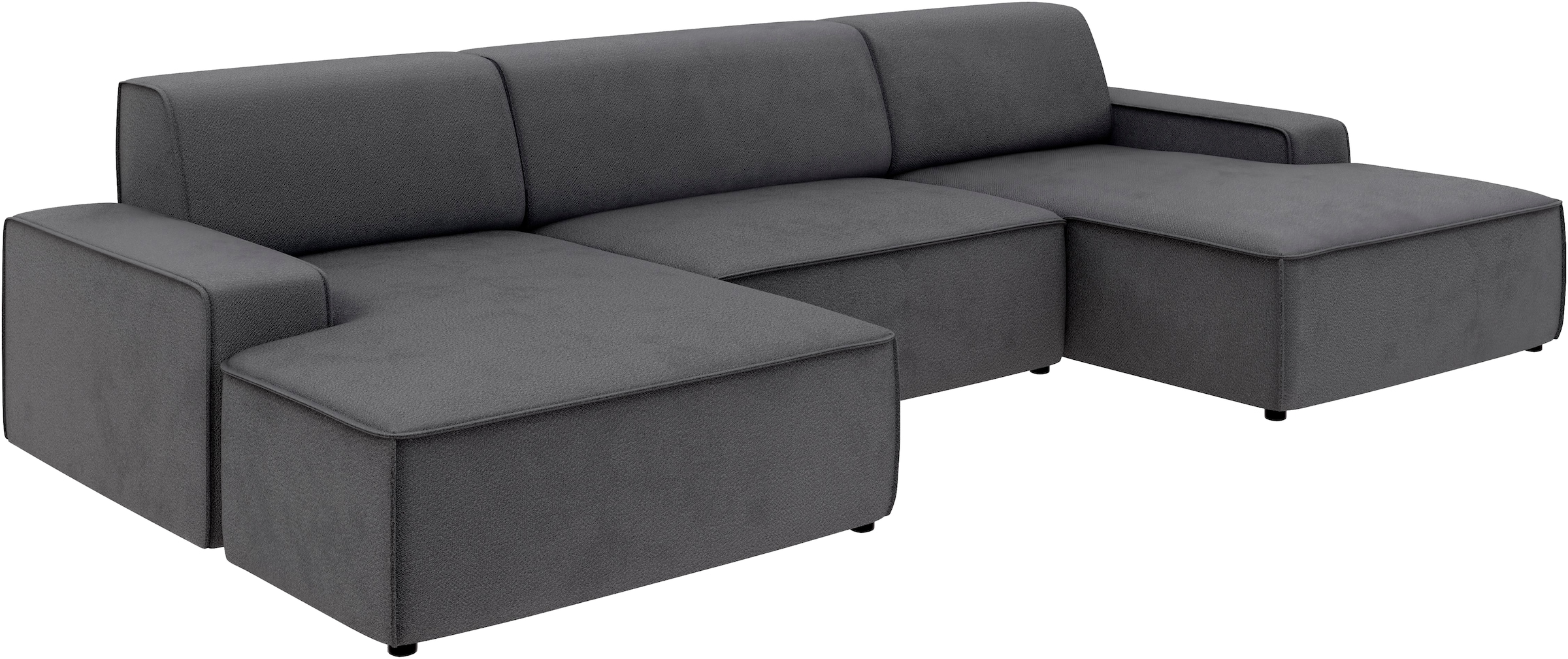 TRENDMANUFAKTUR Wohnlandschaft »Graz, wahlweise mit Sitzvorschub und Bettkasten, U-Form, Breite 329 cm«, in Cord-, haustierfreundlichem LEO Struktur- oder LUMOS-3D-Bezug