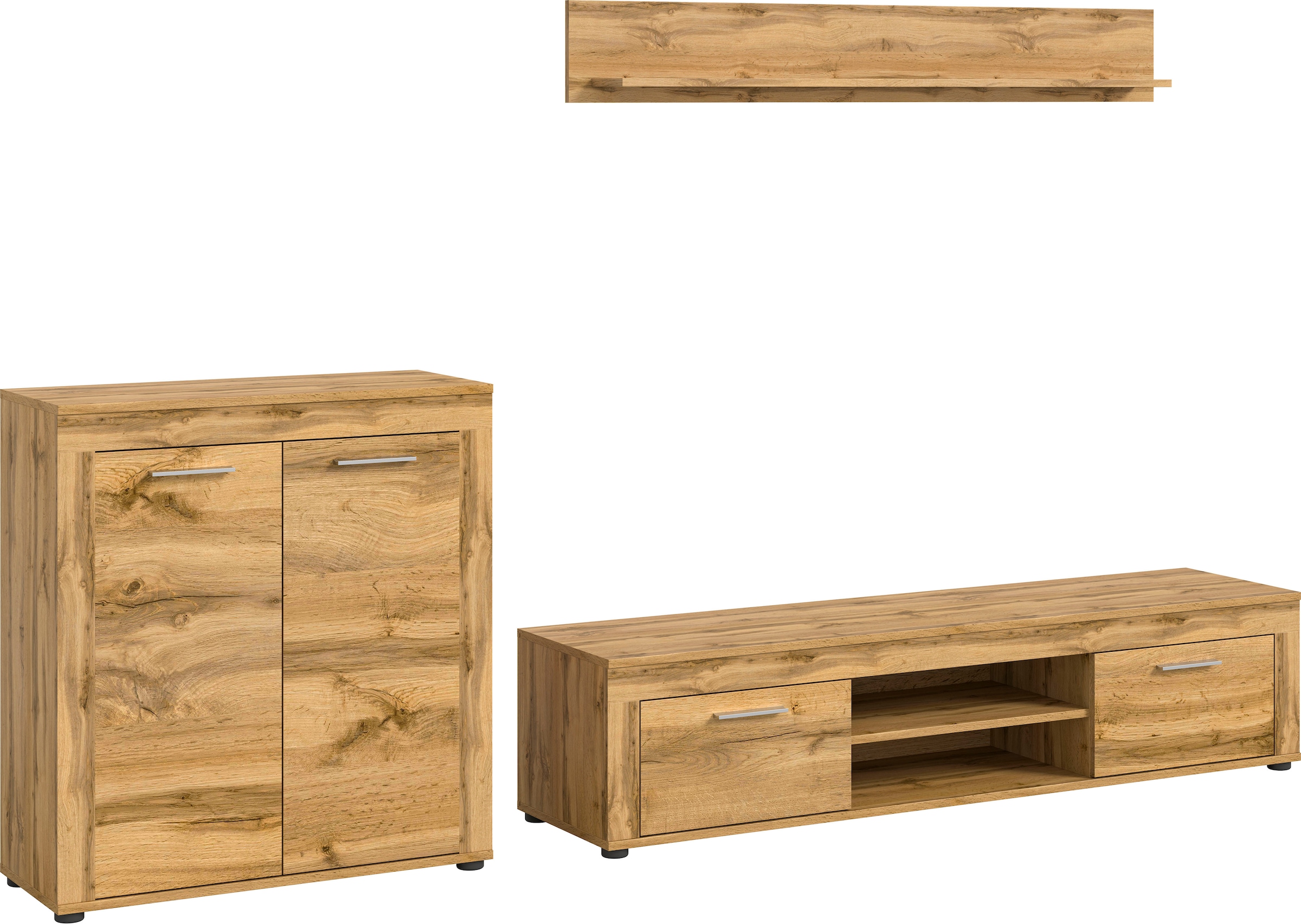 INOSIGN Wohnzimmer-Set "Aosta, Breite 255cm, bestehend aus Highboard, Lowboard, Wandboard", (3 St.), Wohnwand, Kombinati