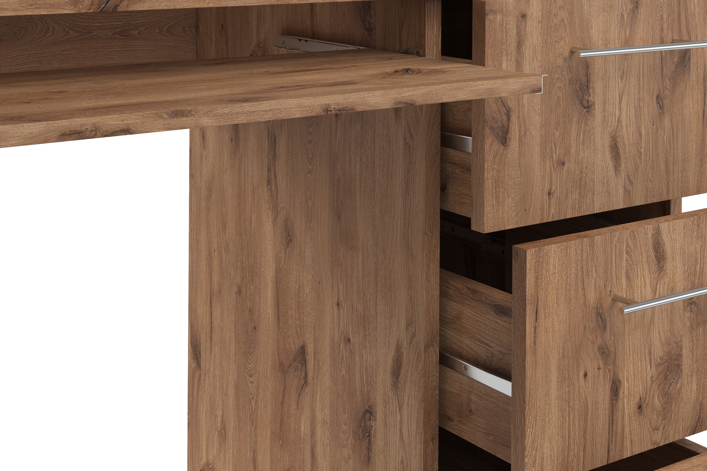 VOGL Möbelfabrik Schreibtisch »Tobi, optional mit Tastaturauszug,«, mit 3 Schubkästen, Breite 115 cm, Made in Germany