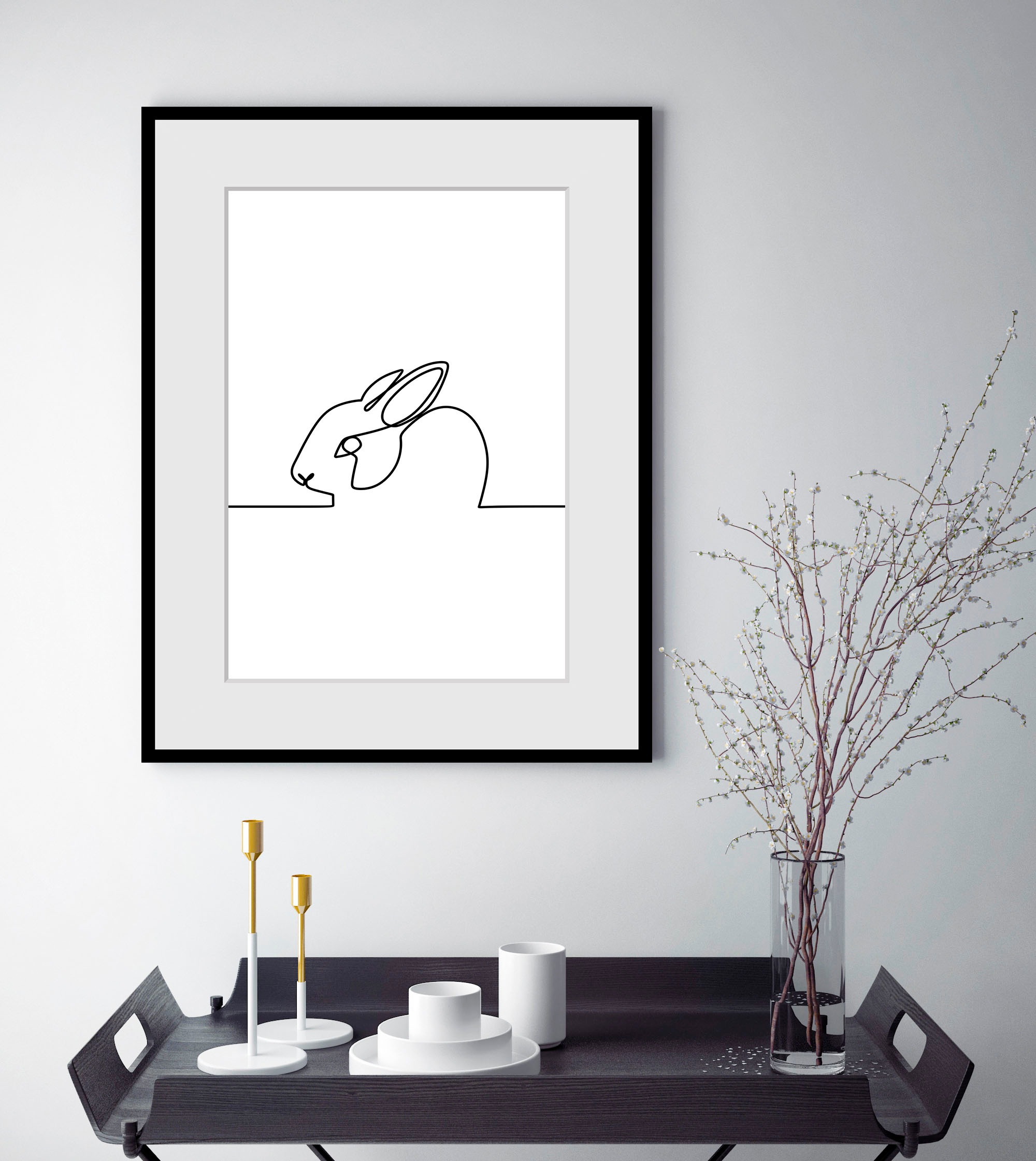 queence Bild "Alicia", Schwarz-Weiß-Kunst-Modern-Hase-Hasen-Haustiere, (1 S günstig online kaufen