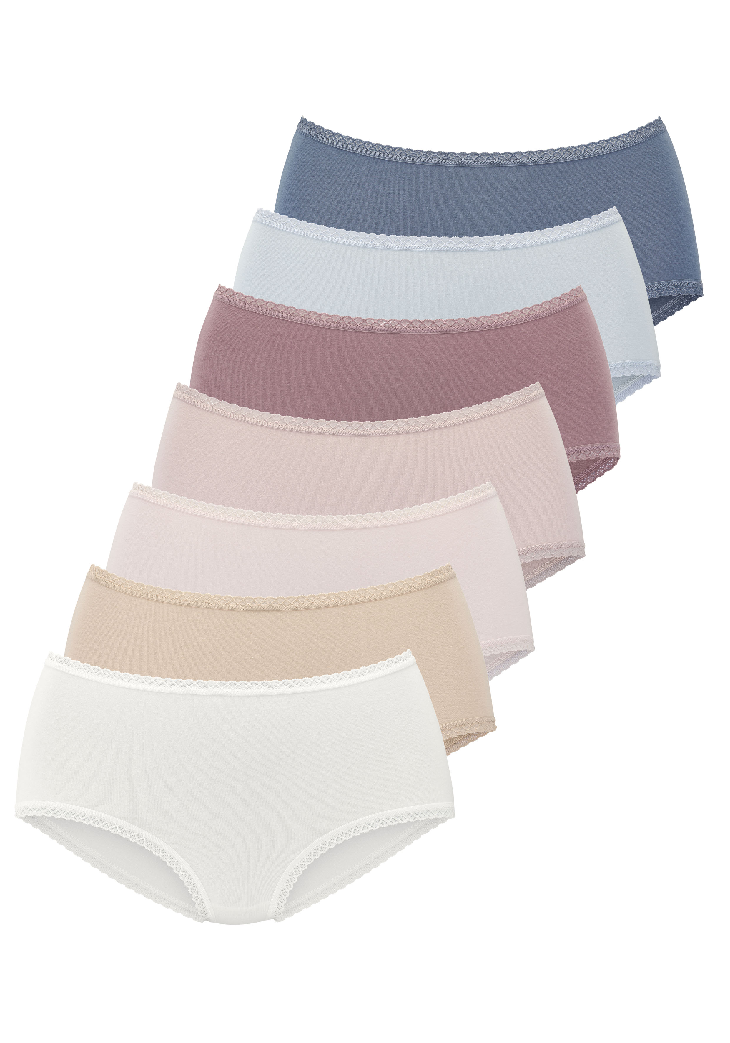Vivance 7er-Pack, aus weicher Baumwollqualität mit feiner Spitzeneinfassung