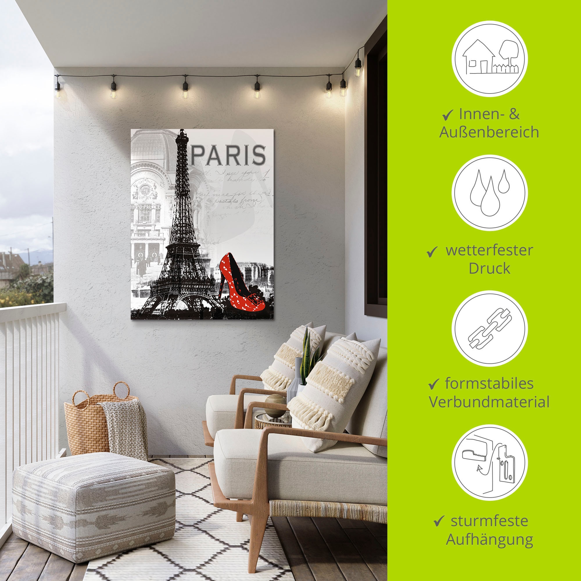 Artland Wandbild »Paris - Chic«, Gebäude, (1 St.), als Alubild, Outdoorbild, Leinwandbild, Poster, Wandaufkleber