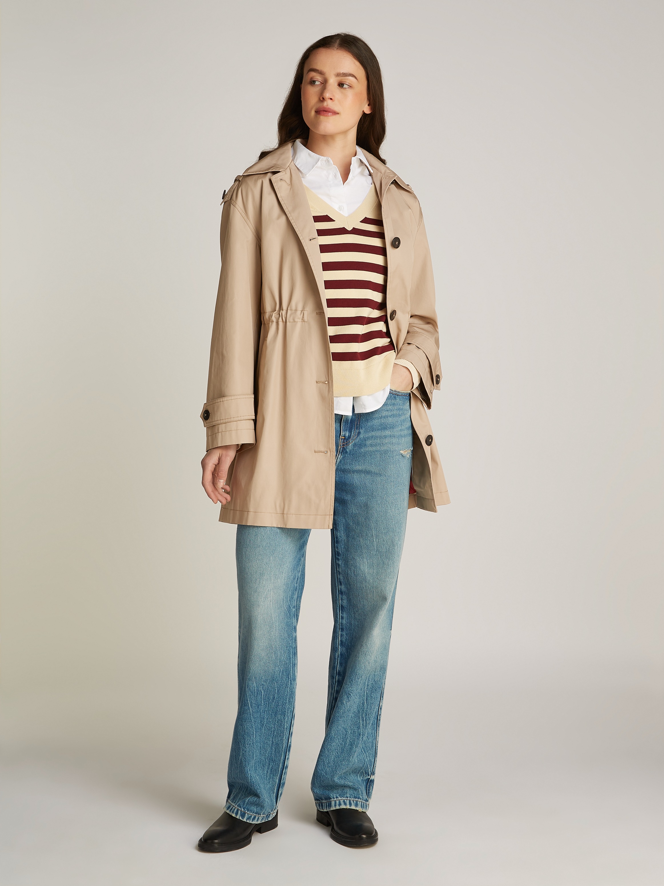 Tommy Hilfiger Parka »ESS COTTON HOOD PARKA«, mit Kapuze, im Trench Coat Look, mit Kapuze, mit Taillengürtel