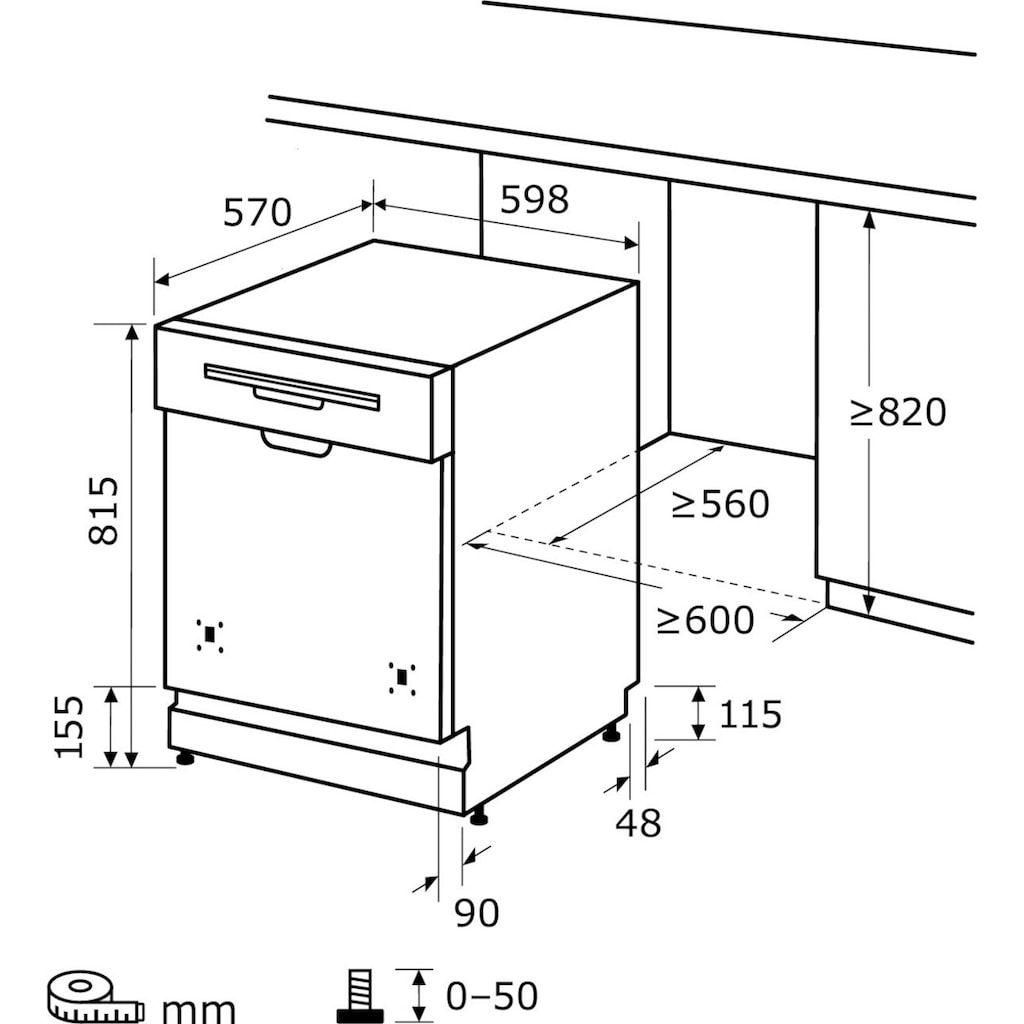 exquisit teilintegrierbarer Geschirrspüler »EGSP9614-EB-030B inox«, EGSP9614-EB-030B inox, 14 Maßgedecke