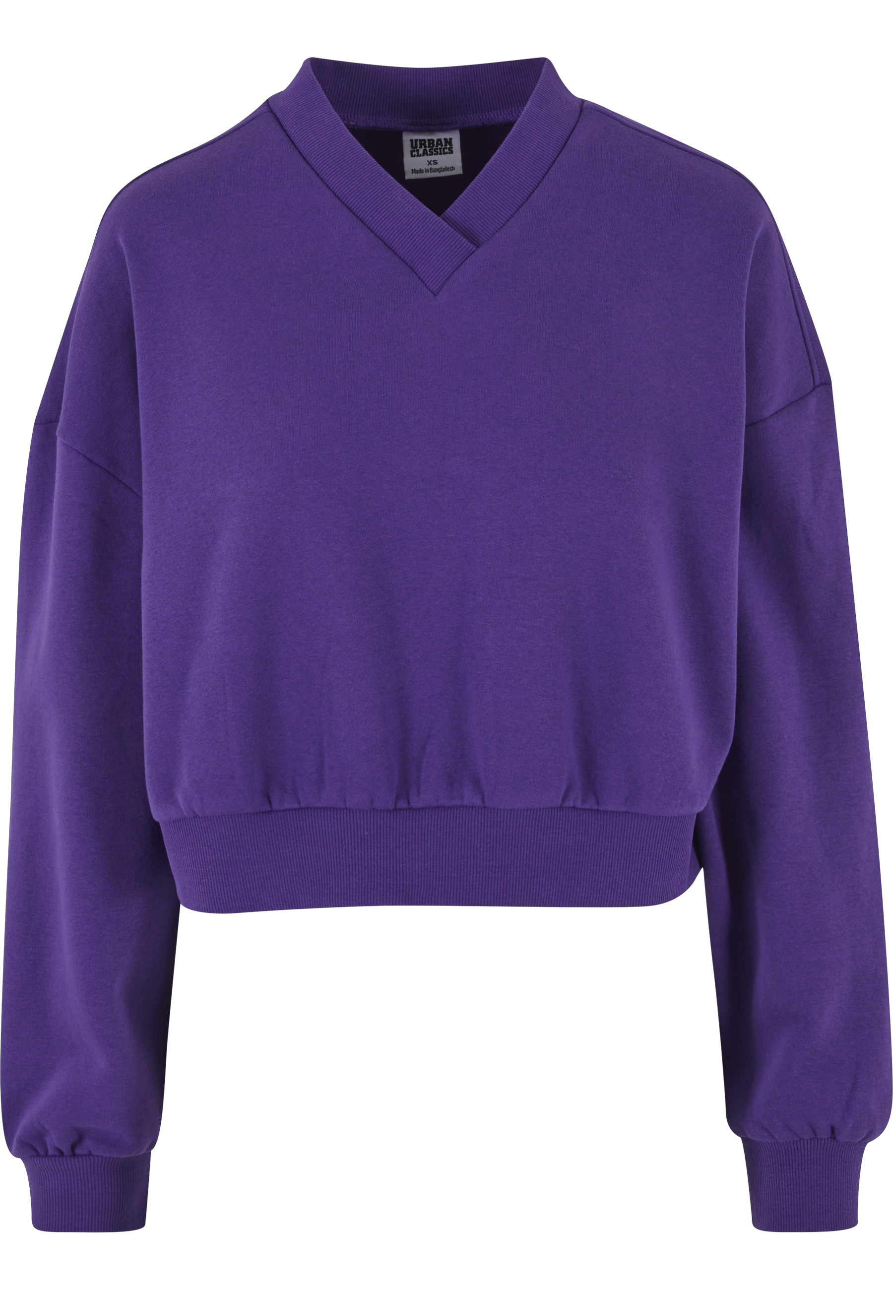 URBAN CLASSICS Sweater "Urban Classics Damen Ladies Cropped V-Neck" günstig online kaufen
