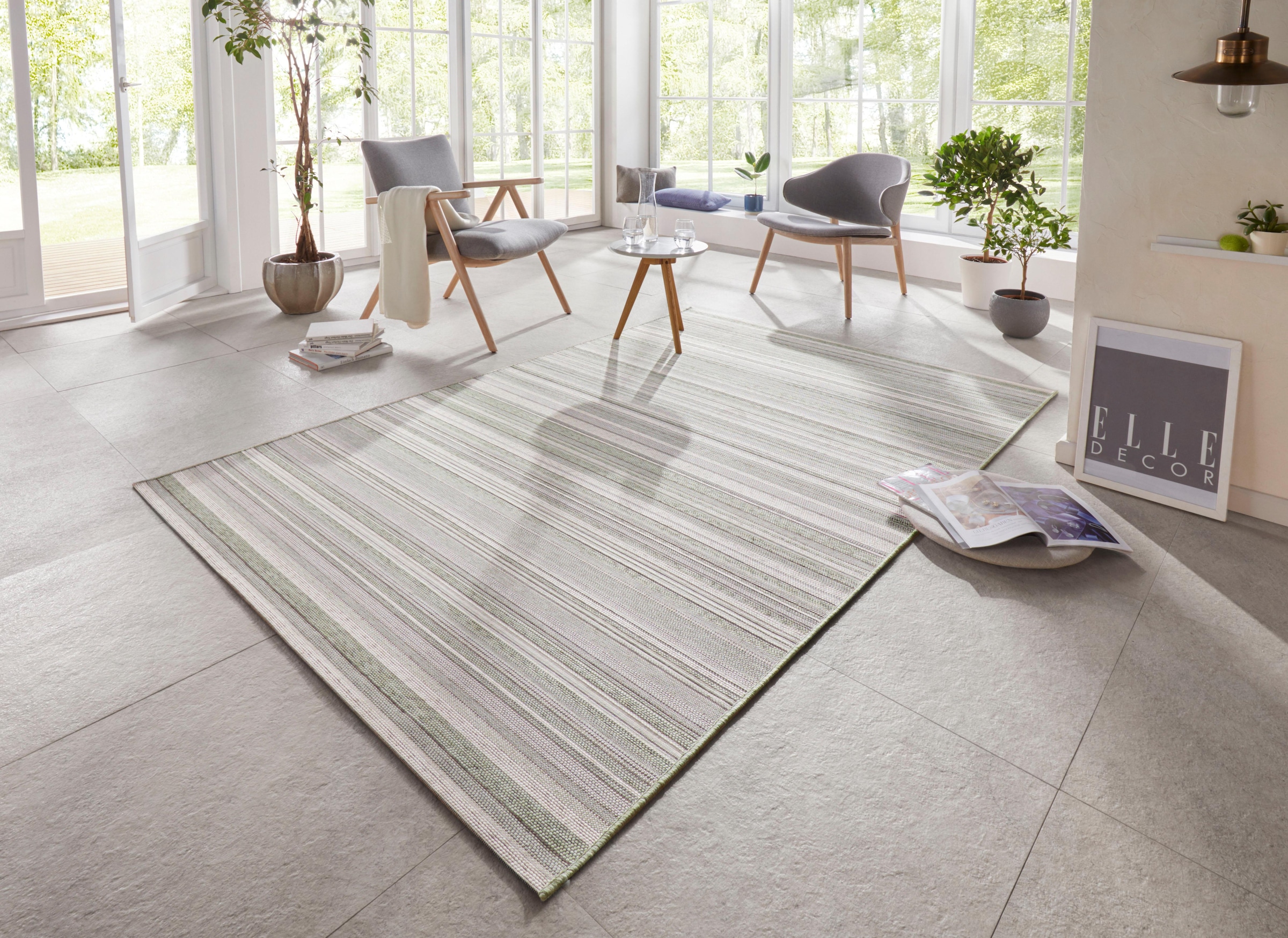 ELLE DECORATION Teppich »Calais«, rechteckig, 4 mm Höhe, Strapazierfähig und pflegeleicht, Flachgewebe, Gestreift