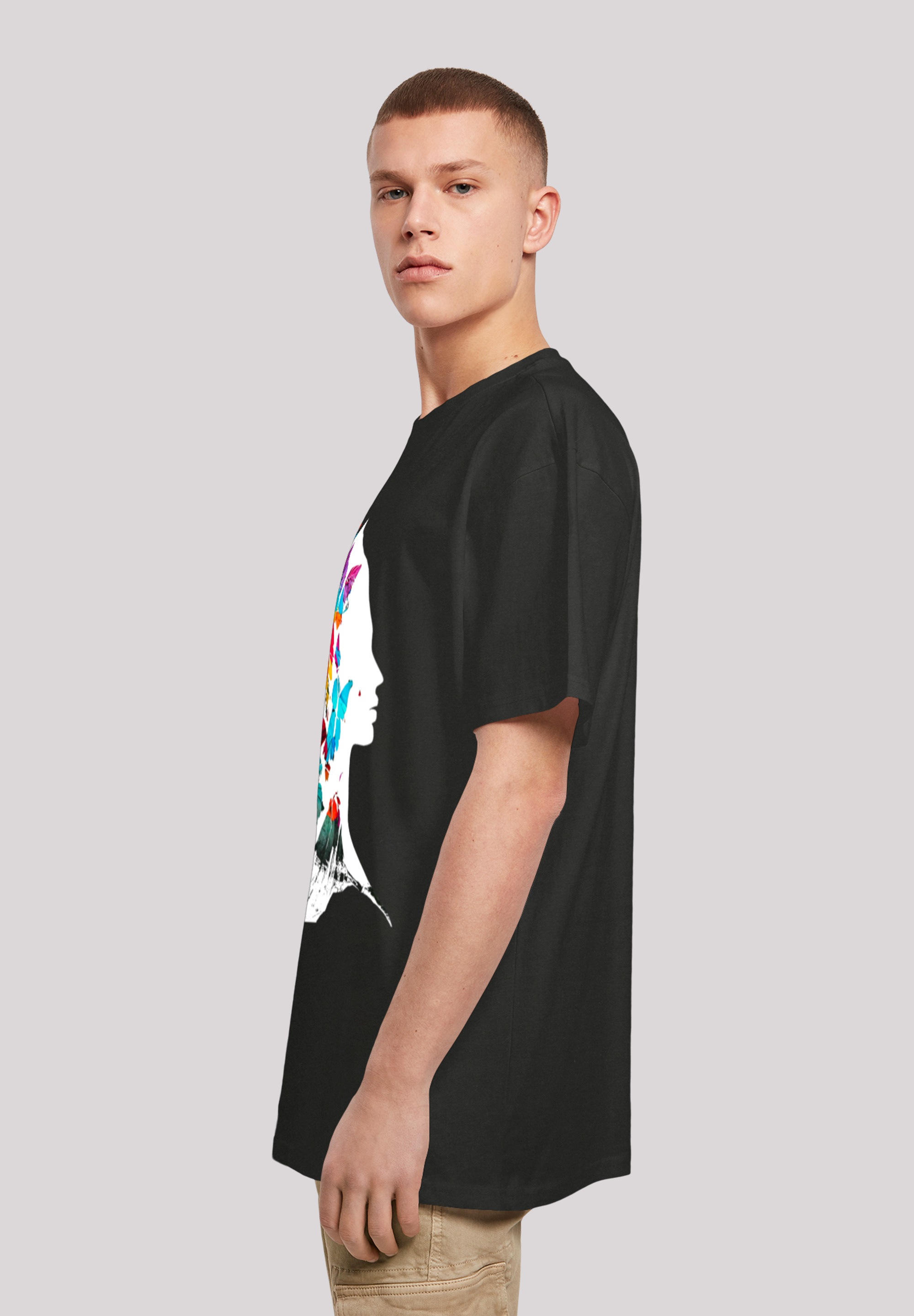 F4NT4STIC T-Shirt »Schmetterling Silhouette OVERSIZE TEE«, Print
