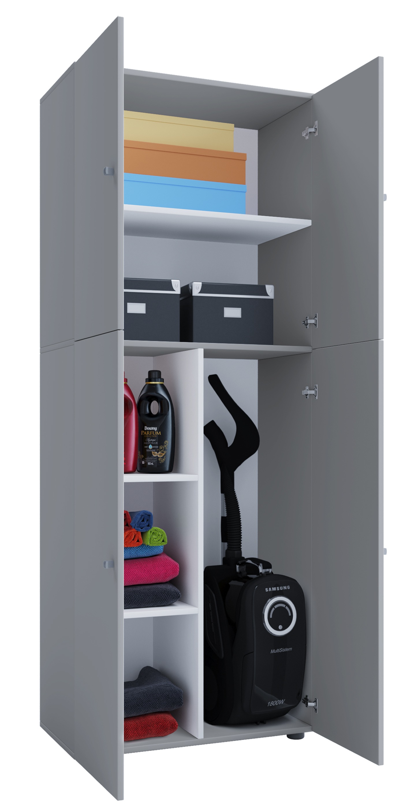 VCM Mehrzweckschrank »VCM Holz Besenschrank | 6 Fächer | Haushaltsschrank | Maße: B. 70 x H. 184 x T. 40 cm | 4 Drehtüren - Lona«, (1 St.)