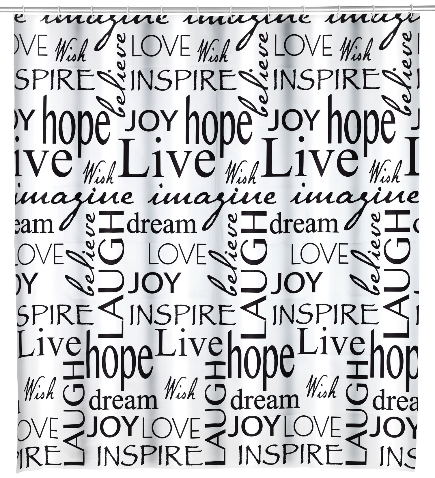 WENKO Duschvorhang "Live" Breite 180 cm Höhe 200 cm, mit Schriftzug-Motiv günstig online kaufen