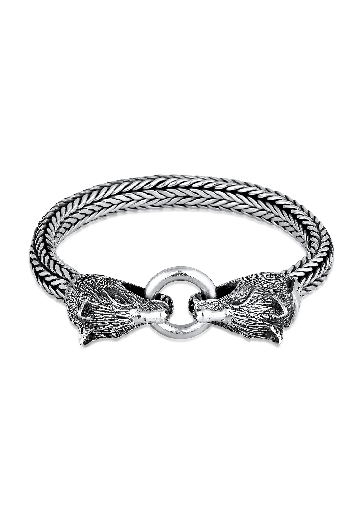 Armband »Herren Wolfskopf Ringverschluss Rund 925 Silber«