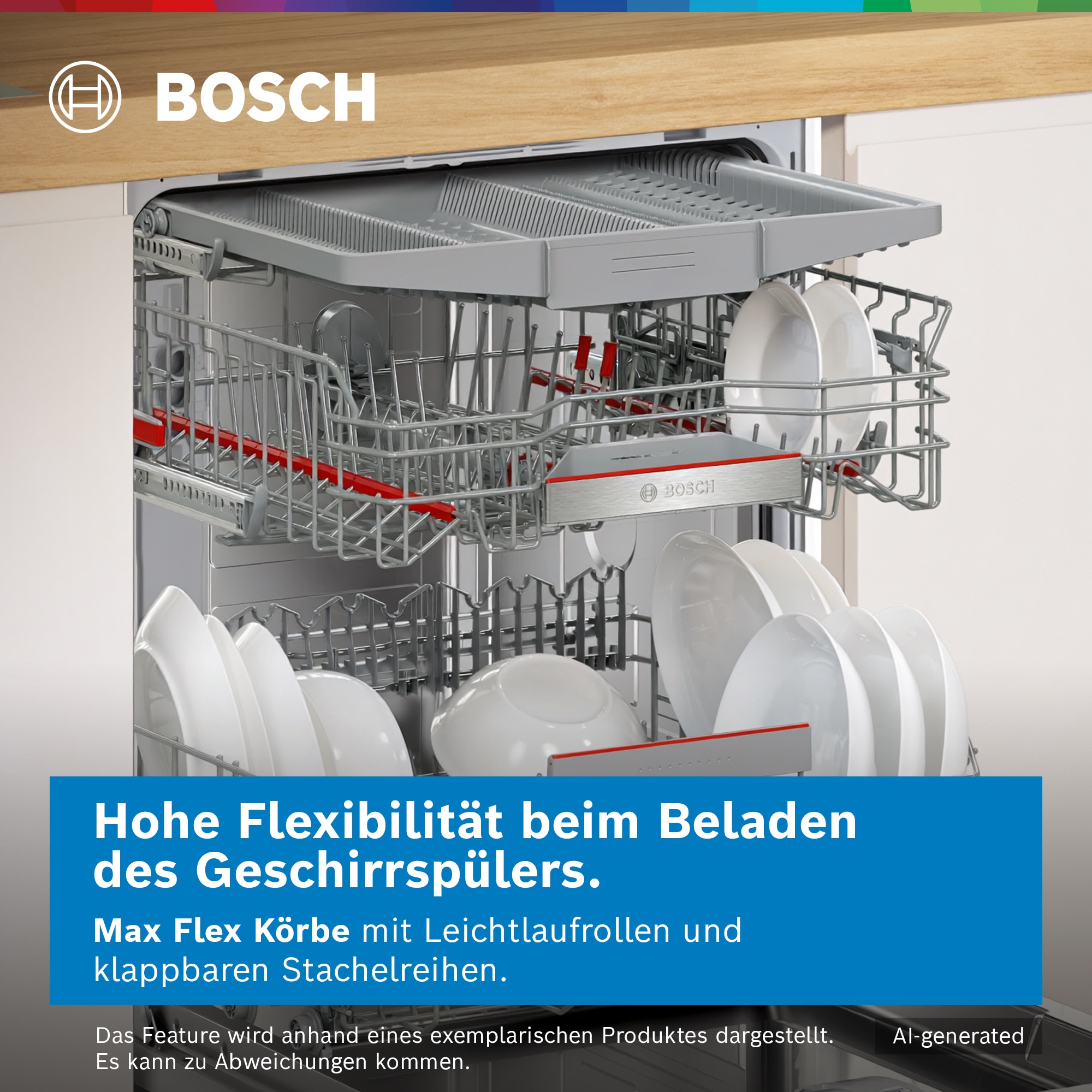 BOSCH teilintegrierbarer Geschirrspüler Serie 4 »SMI4ECS32E« 14 Maßgedecke Automatische Türöffnung gegen Kondenswasser & flexible Max Flex Körbe