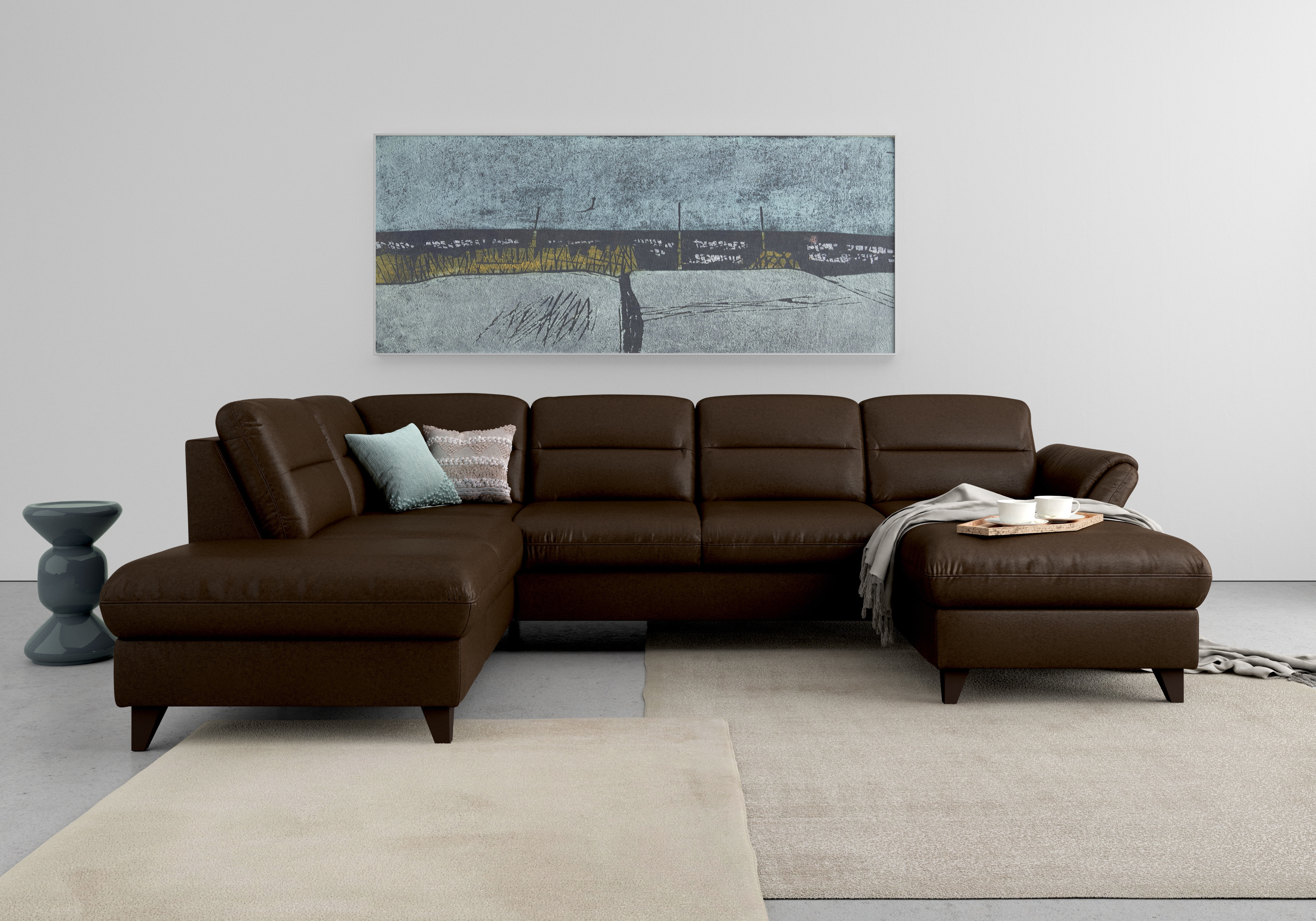 sit&more Wohnlandschaft "Mellum U-Form" Federkern, wahlweise mit Schlaffunktion, Stauraum und Armteilfunktion