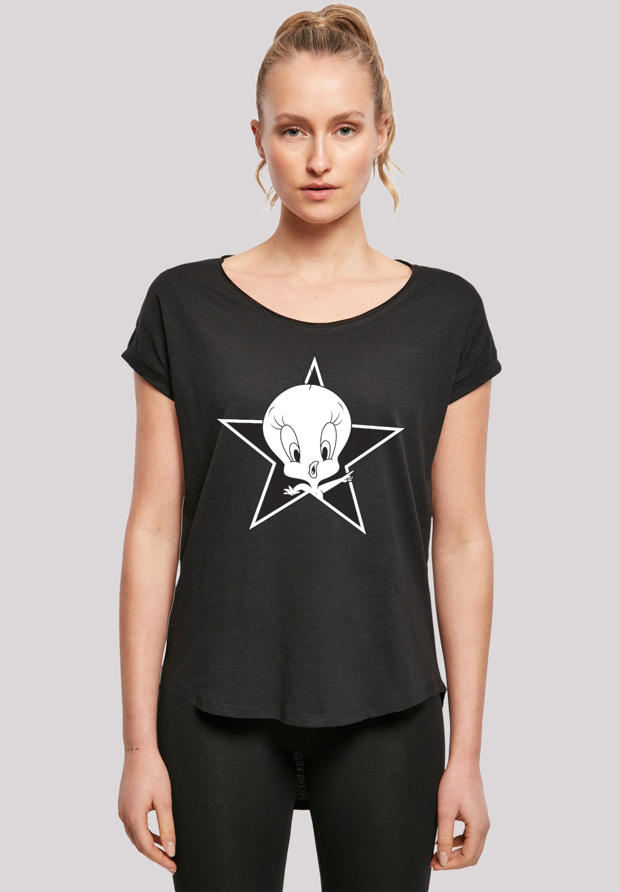 Thumbnail - F4NT4STIC Kurzarmshirt "F4NT4STIC Damen Looney Tunes Tweetie with Ladies Long Slub Tee", (1 tlg.)