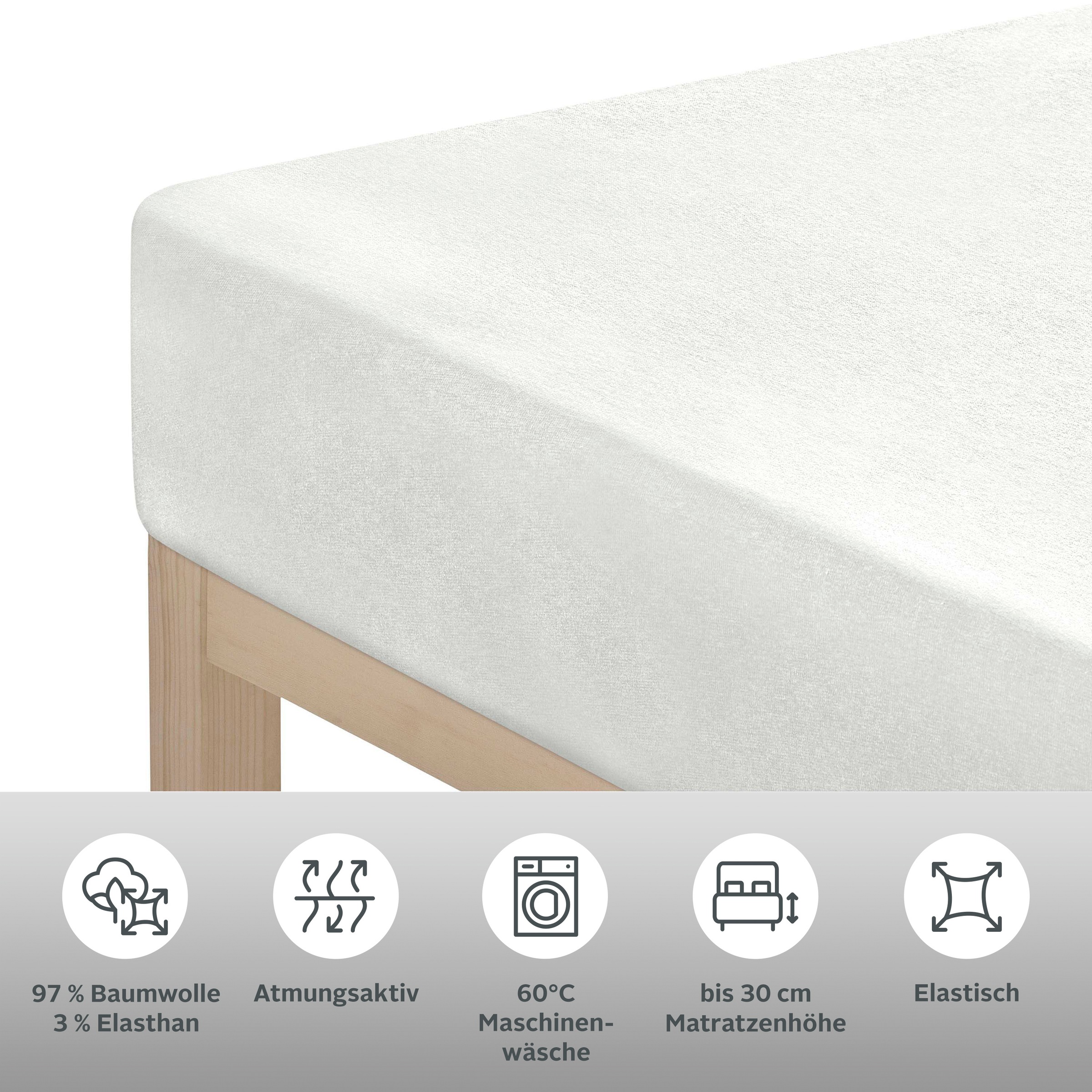 OTTO home Spannbettlaken "SOUCY aus Baumwolle mit Elasthan, 160 g/m²" Premium Bettlaken für Matratzen bis 30 cm Höhe, optimale Passform