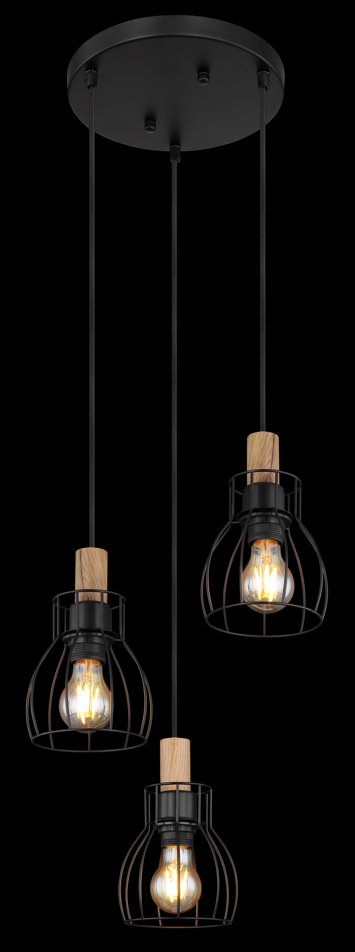 GLOBO LIGHTING Hängeleuchte »MINA« E27 1 Stk. Hängeleuchte Schwarz/Holz, Aluminiumstäbe, höhenverstellbar, E27