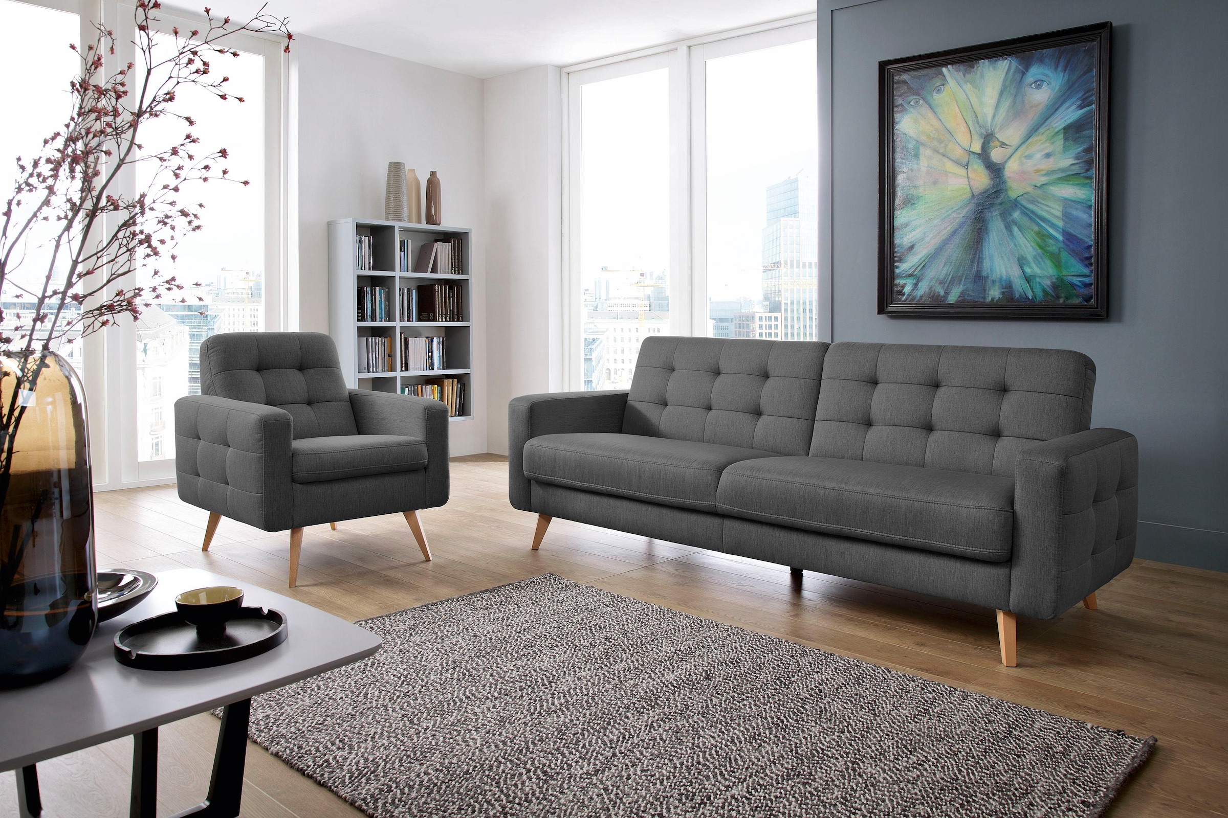 exxpo - sofa fashion 3-Sitzer »Nappa, kompakt und komfortabel, bequem, zeitloses Design, L-Form«, tolle Detailverarbeitung, mit Bettfunktion und Bettkasten