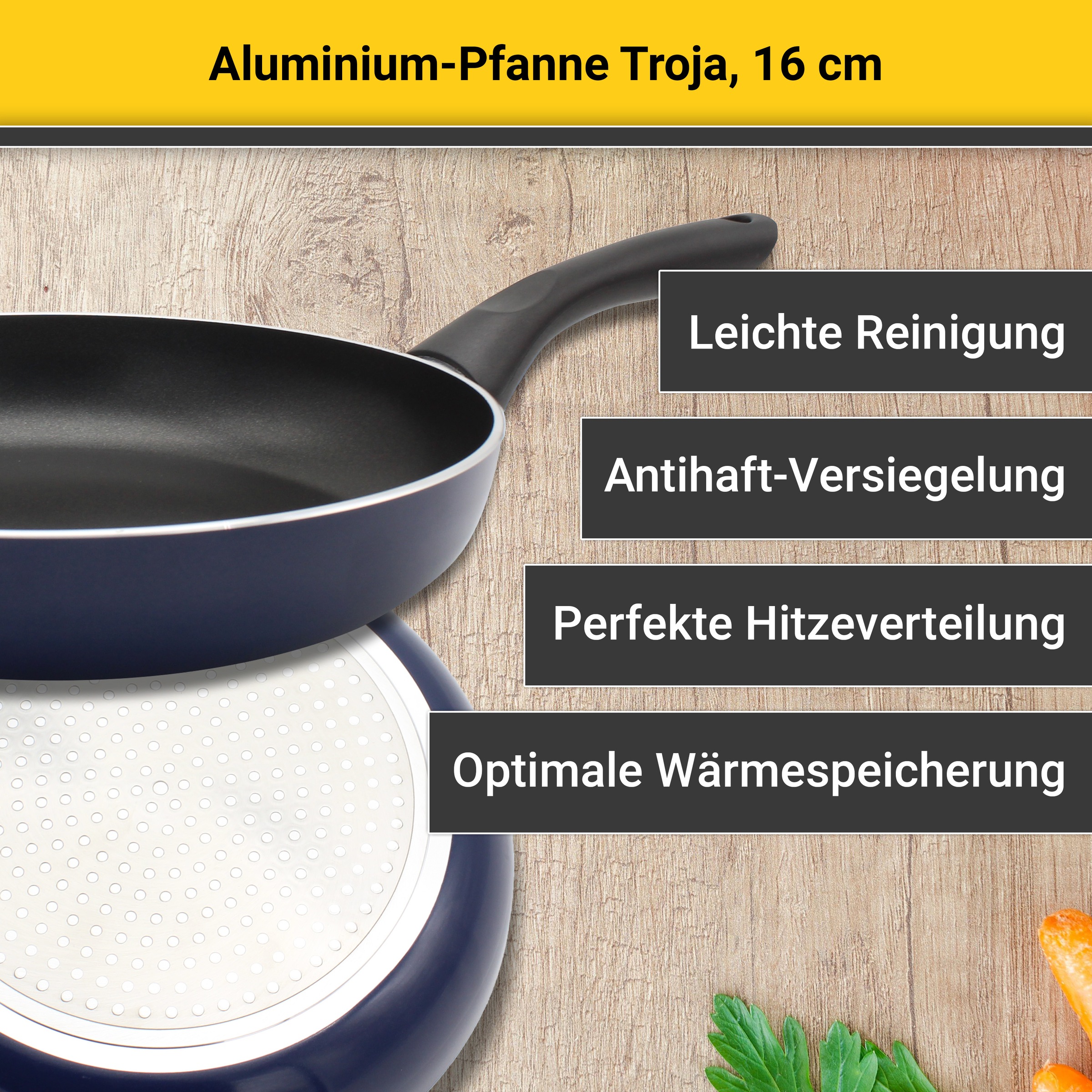 Krüger Bratpfanne »Troja«, Aluminium, (1 tlg.), für Induktions-Kochfelder geeignet