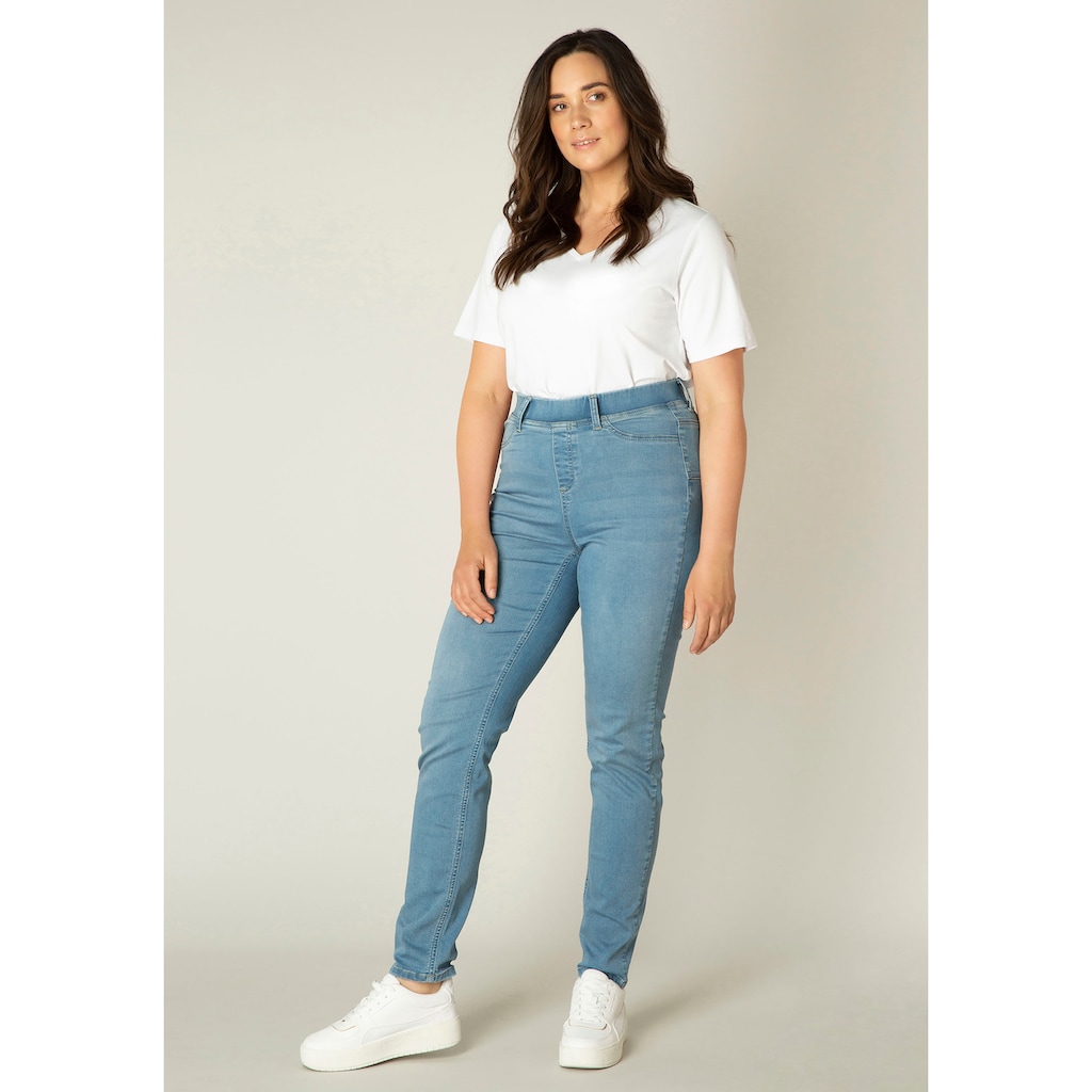 Base Level Curvy Jeansjeggings »Tessa«, Bequeme Schlupfform mit angedeuteten Taschen die nicht auftragen