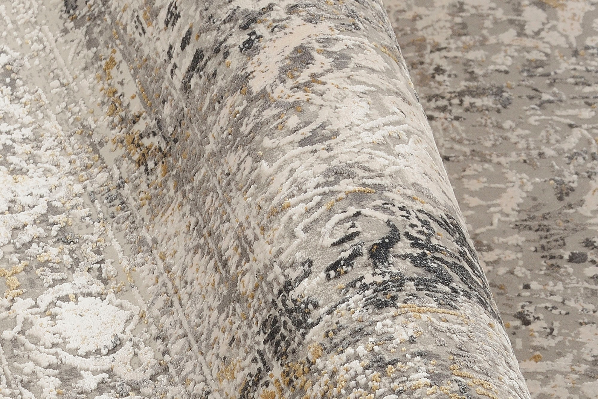 Läufer OCI DIE TEPPICHMARKE "BESTELLER CAVA", grün (grün, grau), B:80cm H:8mm L:200cm, Viskose, Teppiche, Läufer, Glanz Viskose, mit Fransen, Hoch Tief Struktur, Vintage, Wohnzimmer 2