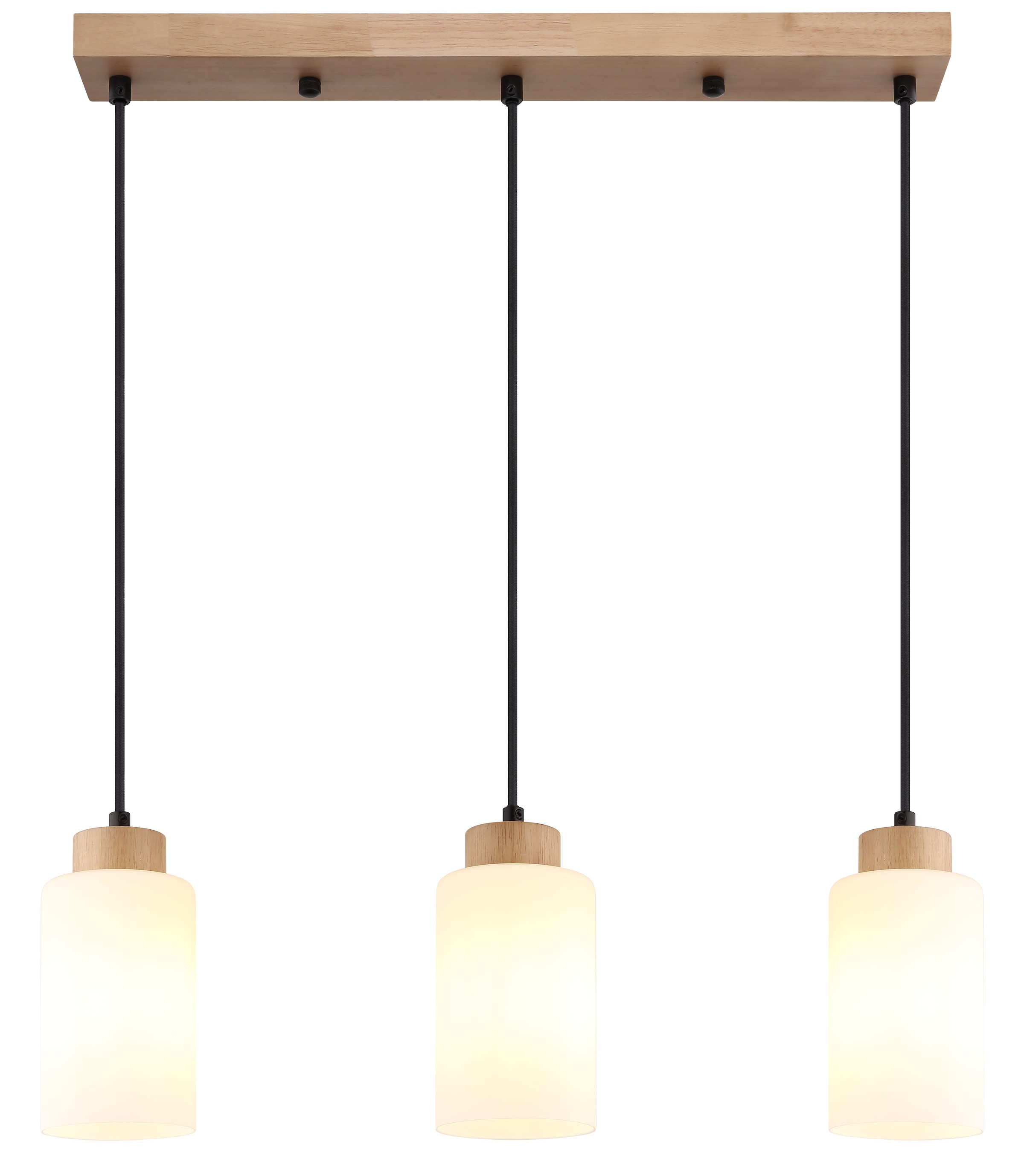 GLOBO LIGHTING Hängeleuchte »ROWENA« E27 1 Stk. Holz-Pendelleuchte breit, Opalglas, E27, kürzbar