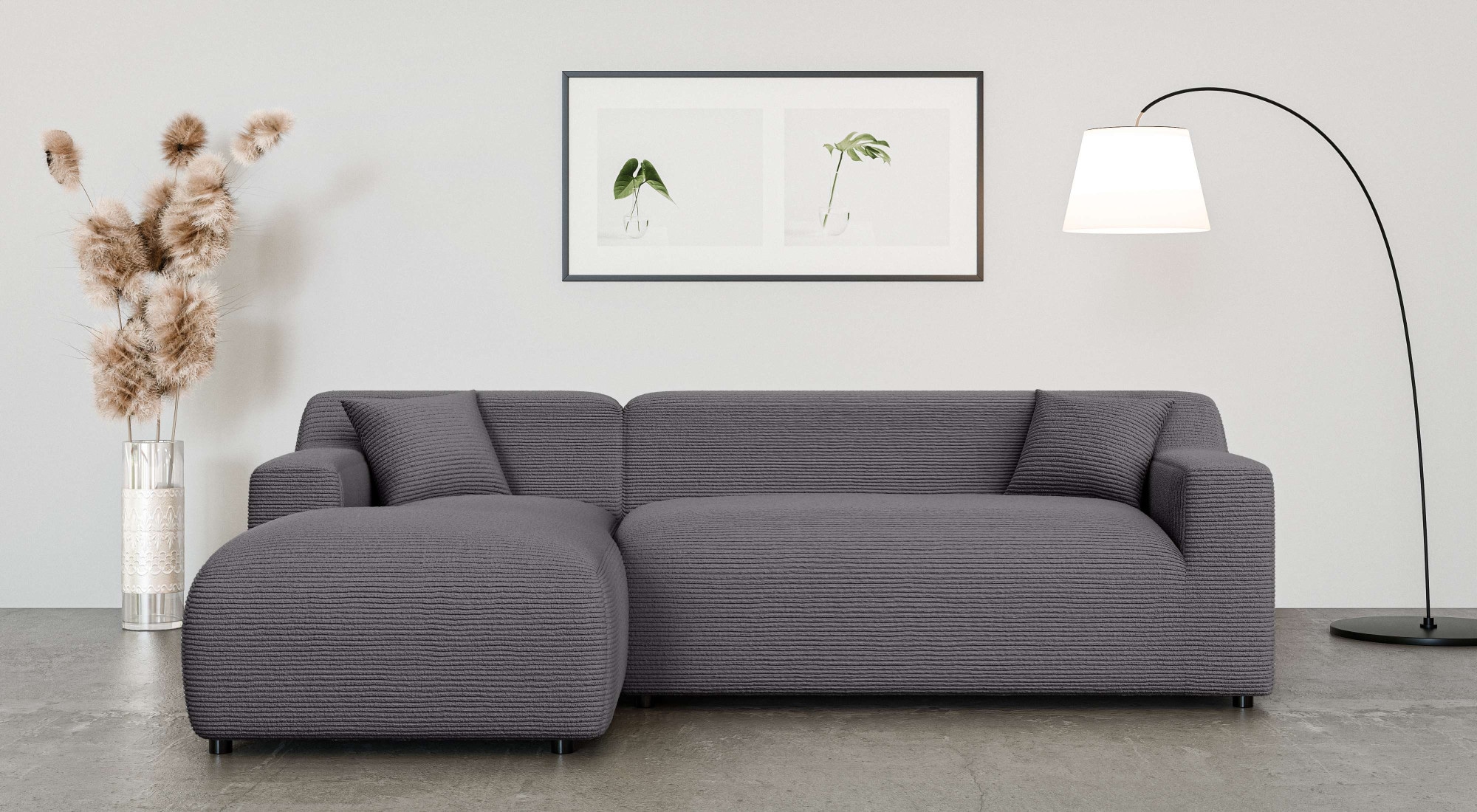 Home affaire Ecksofa »LILLIANA Designsofa, L-Form mit Recamiere rechts/links bestellbar«, L-Form mit Wellenunterfederung, Maße B/T/H: 256/160/76 cm