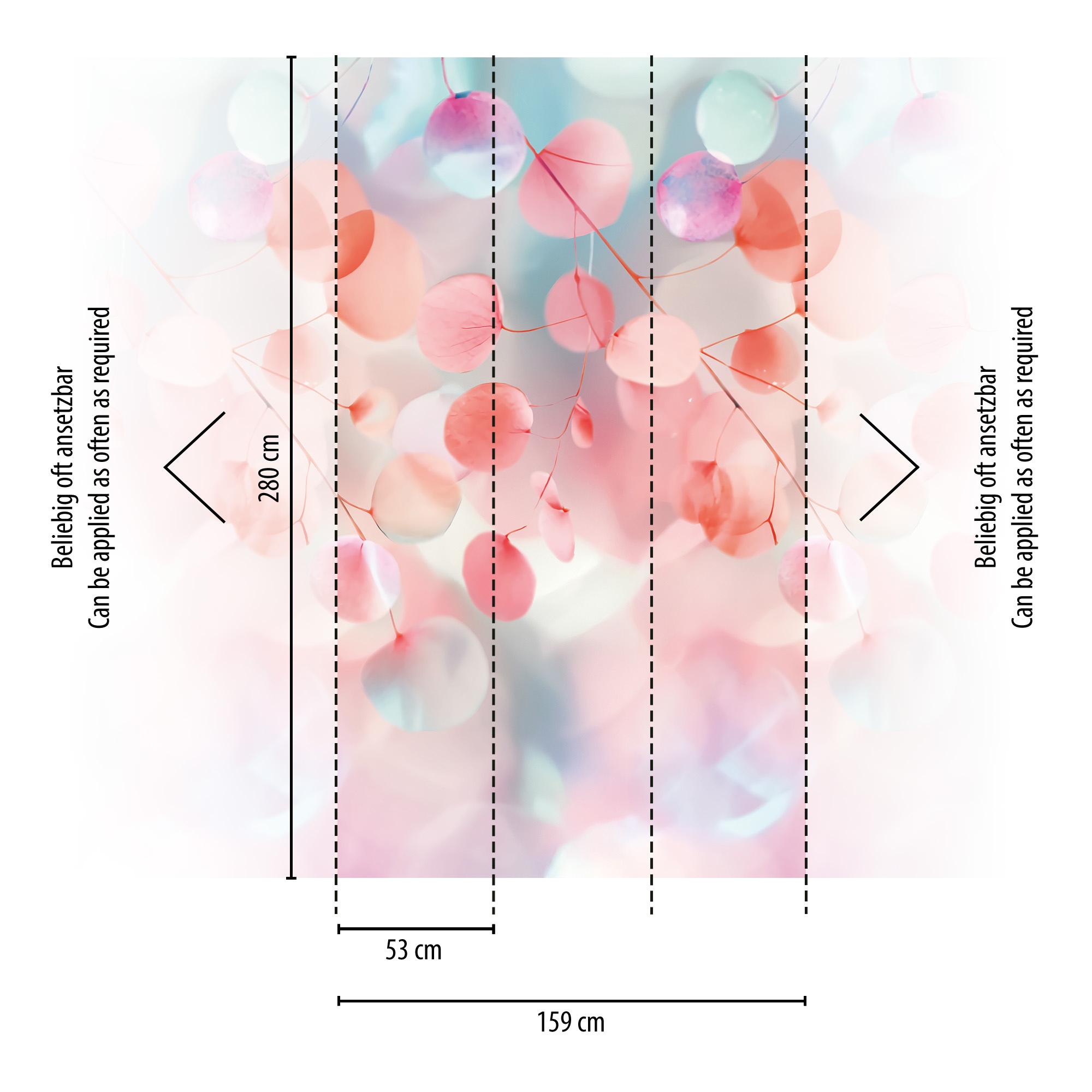 CosmoLiving by Cosmopolitan Vliestapete »Fading Flora Fototapete« matt strukturiert Pastellfarbene Blätter in Aquarelloptik