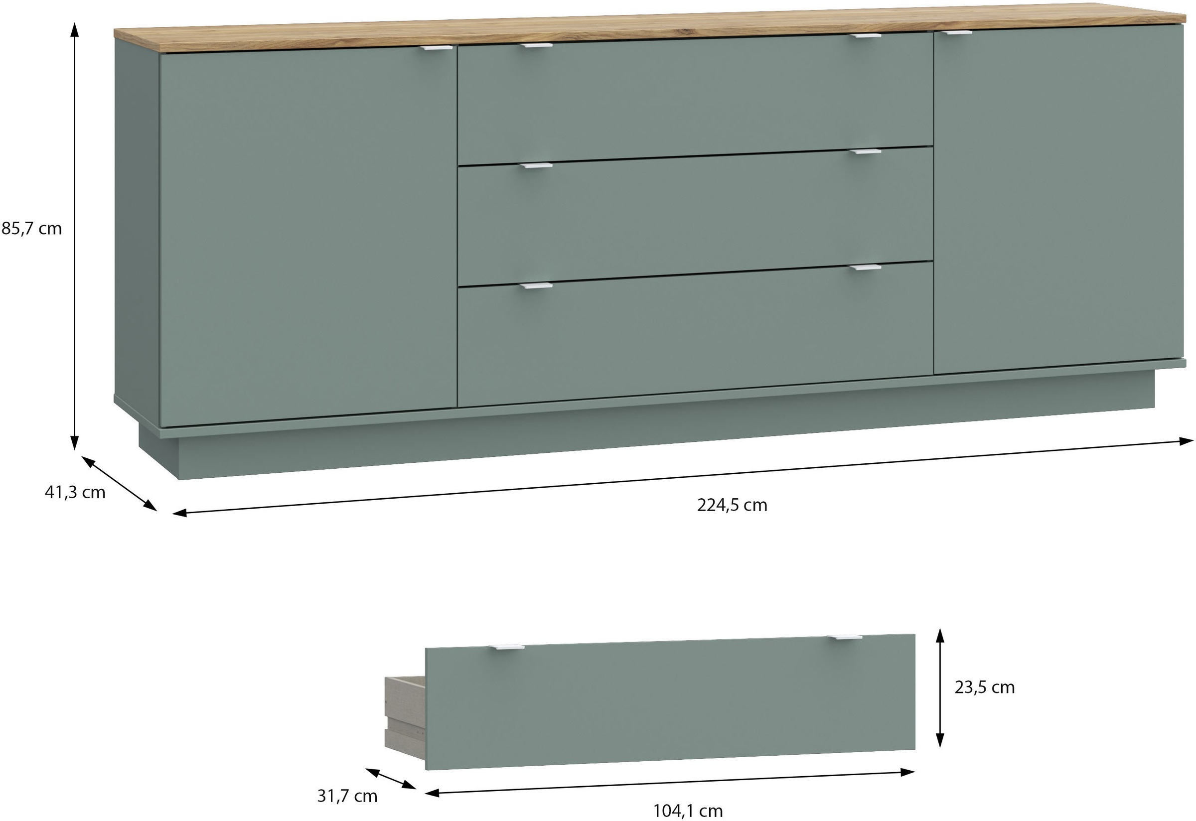 FORTE Sideboard, B/H/T 224,5/85,7/41,3 cm