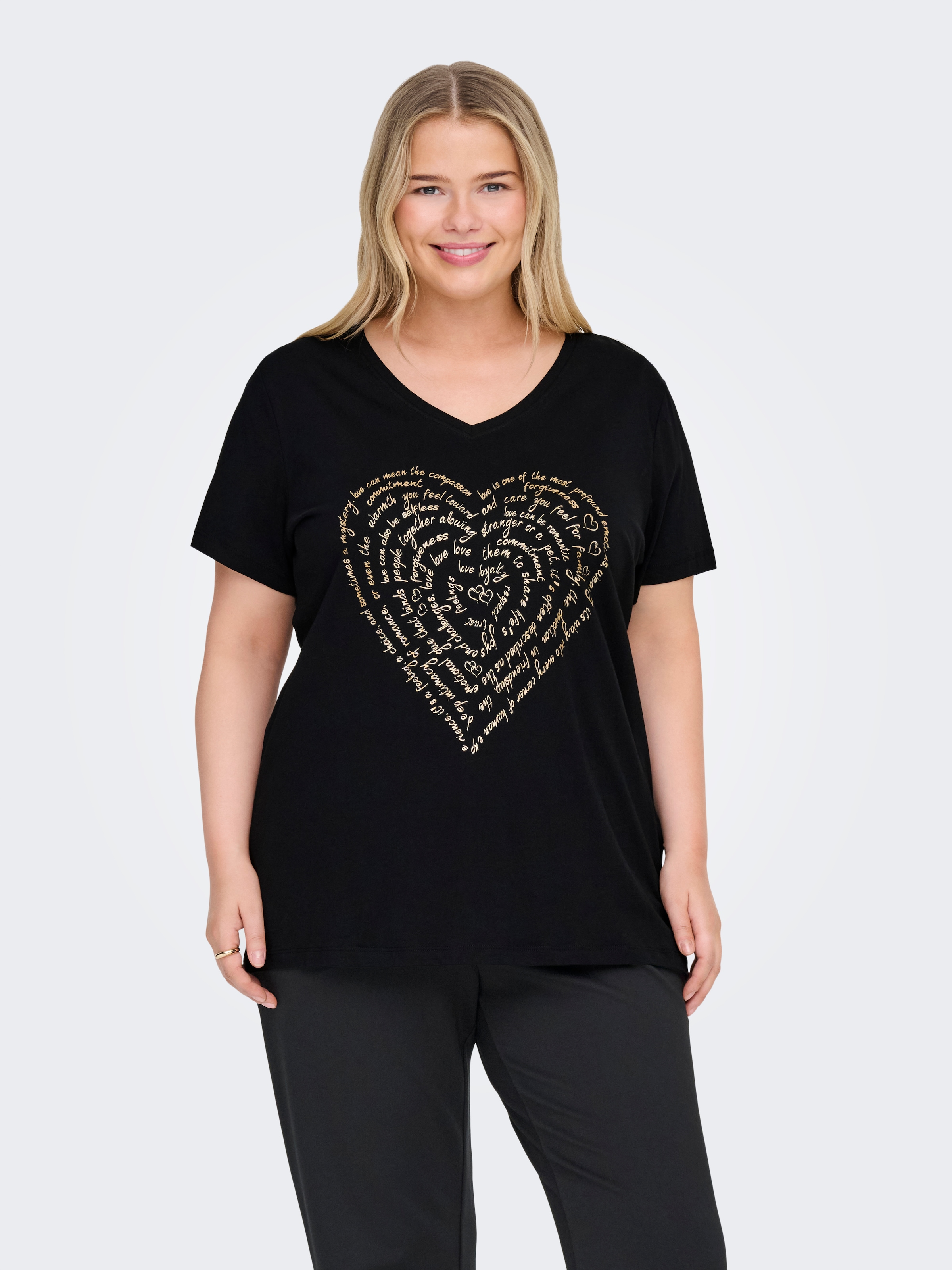 ONLY CARMAKOMA Kurzarmshirt "CARLYDIA LIFE SS V-NECK REG TEE JRS" günstig online kaufen