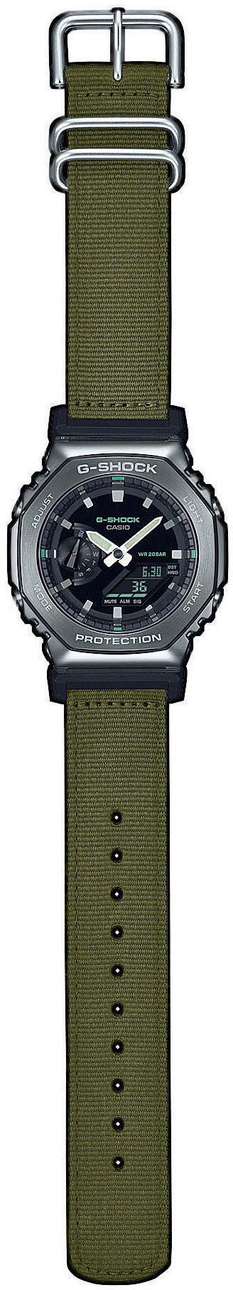 CASIO G-SHOCK Chronograph, Quarzuhr,Armbanduhr,Herrenuhr,digital, bis 20bar wasserd.Textilarmband